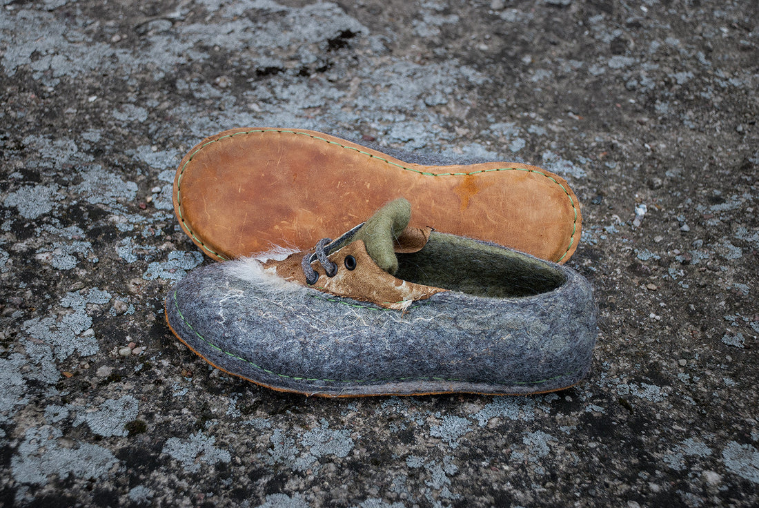 Felted wool shoes and slippers making class in our farm