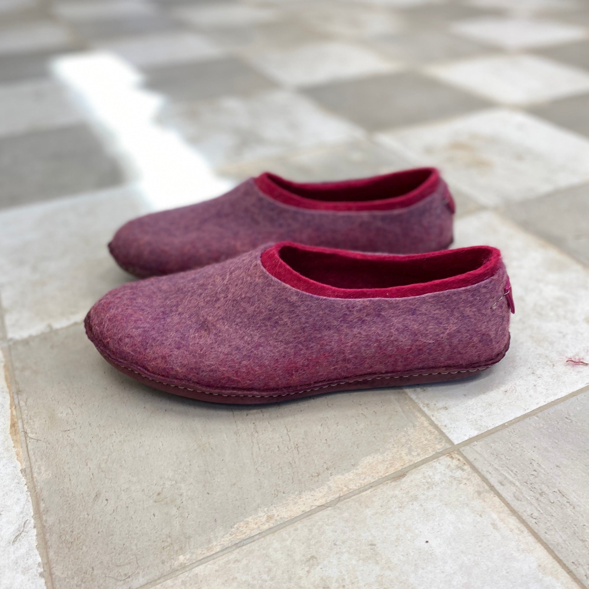 BureBure Handcrafted Dual-Layered Felted Wool House Slippers for Women