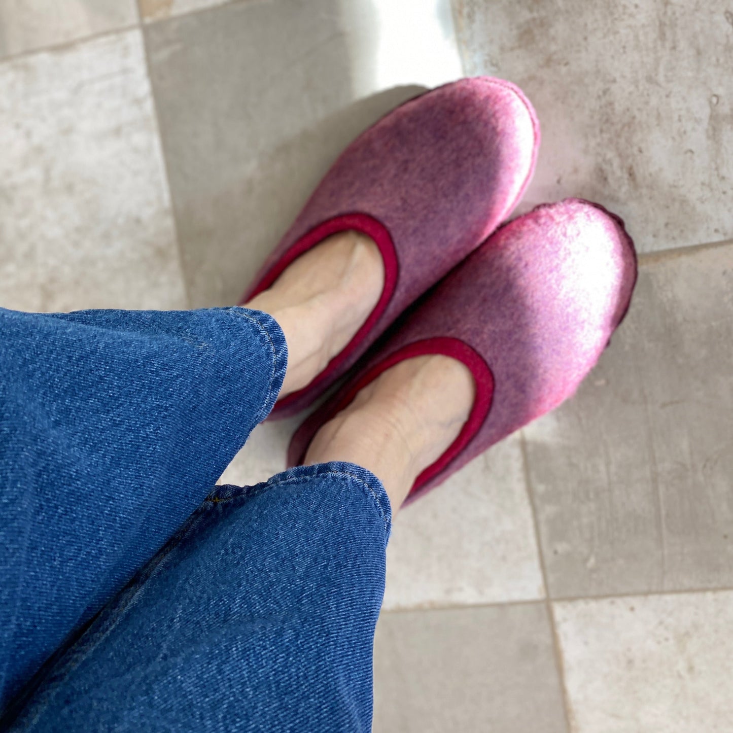 BureBure Handcrafted Dual-Layered Felted Wool House Slippers for Women