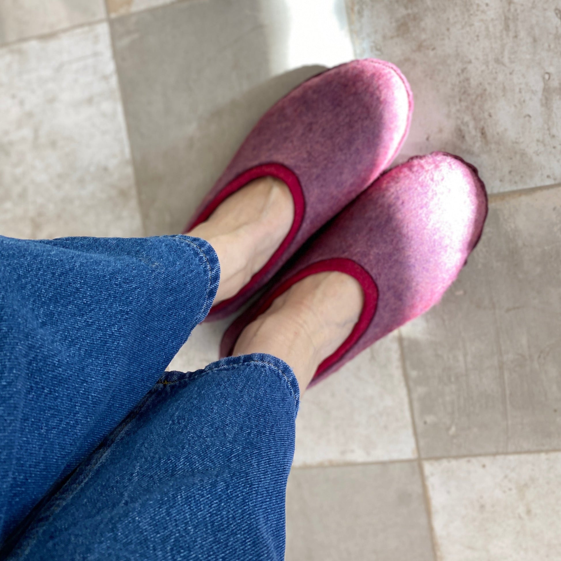 BureBure Handcrafted Dual-Layered Felted Wool House Slippers for Women