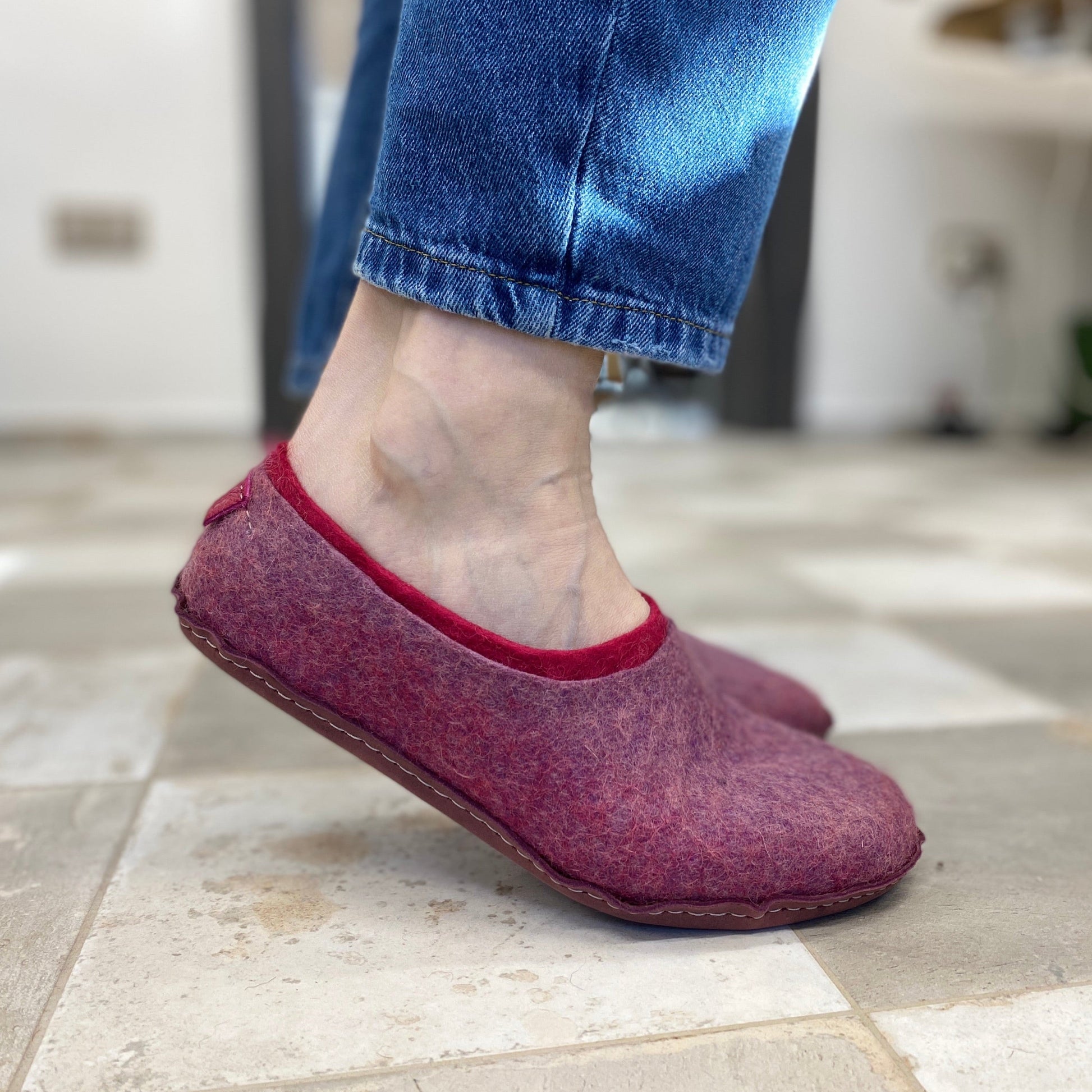 BureBure Handcrafted Dual-Layered Felted Wool House Slippers for Women