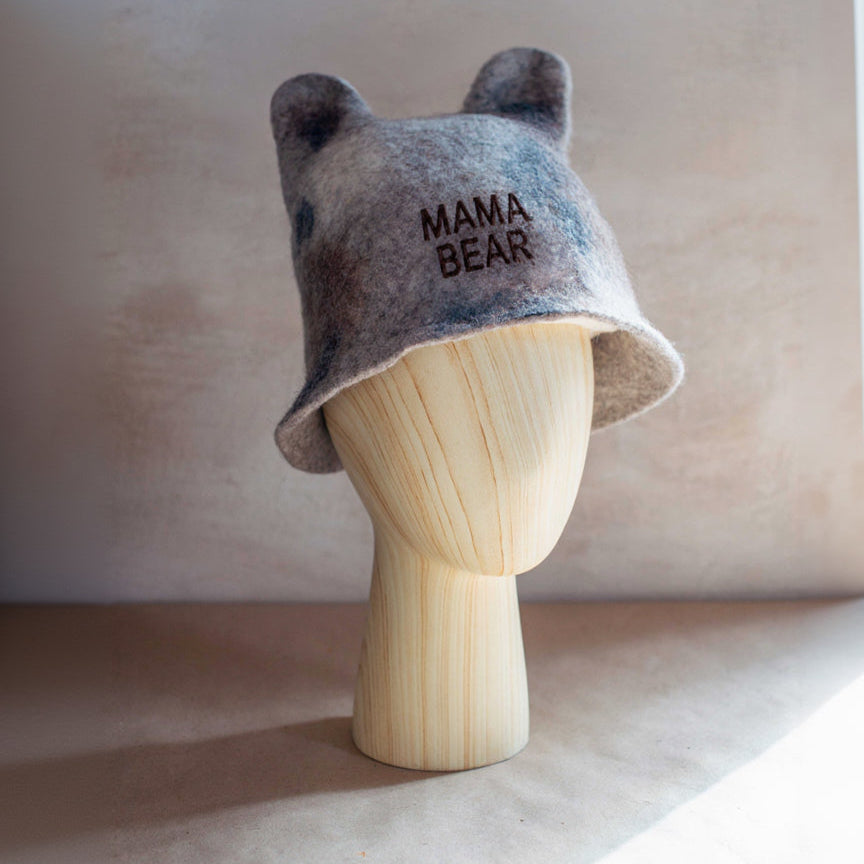Personalized Wool Sauna Hat – Papa Bear & Mama Bear
