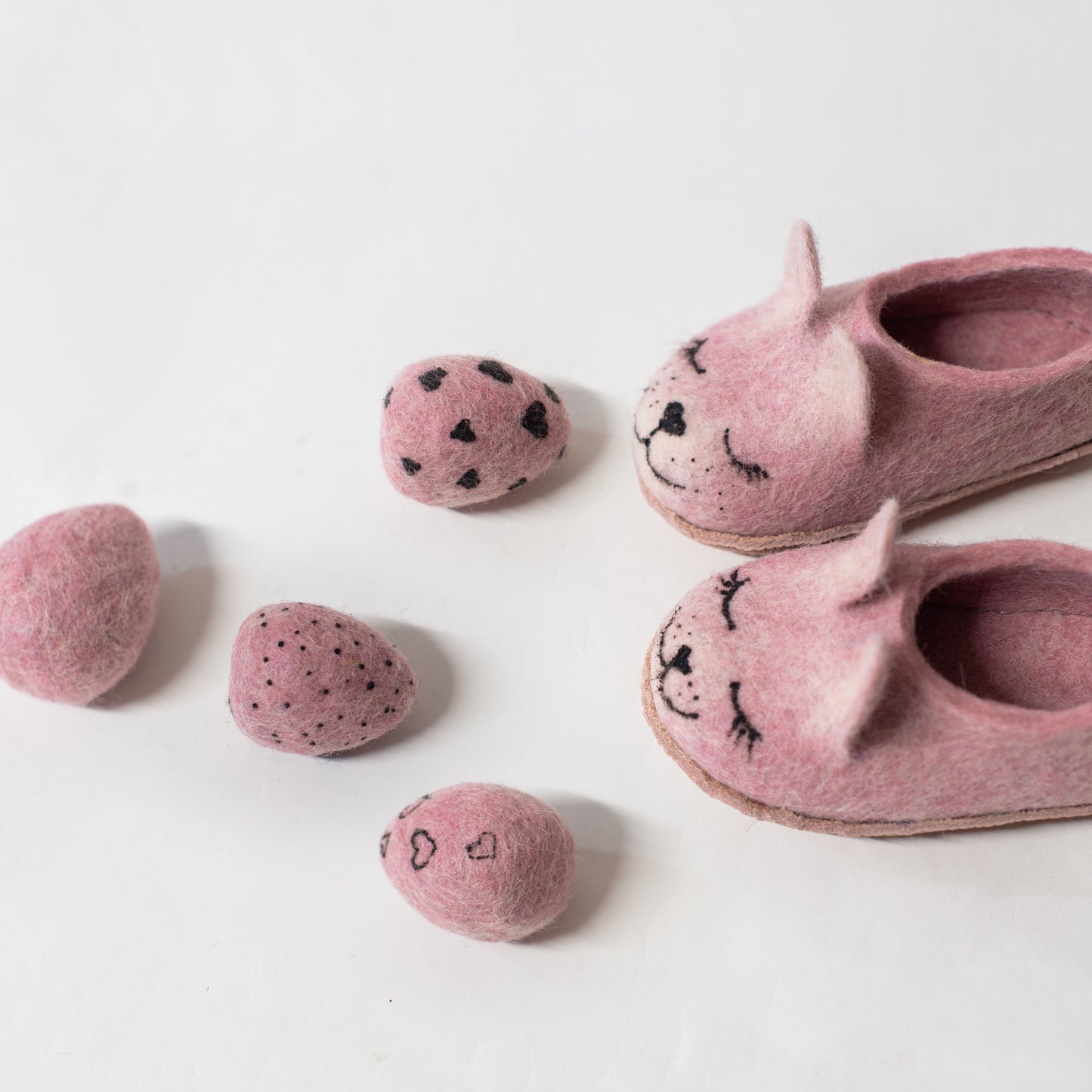 [felted_slippers],[wool_slippers], [burebure_slippers], [warm_wool_slippers], Pink Bunny Slippers Toddler Kids (Eu 23/30), BureBure shoes and slippers