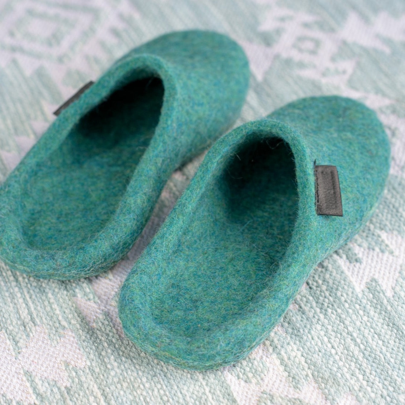 Felted Closed Toe Slippers, Backless Slippers Blue Lagoon BureBure shoes and