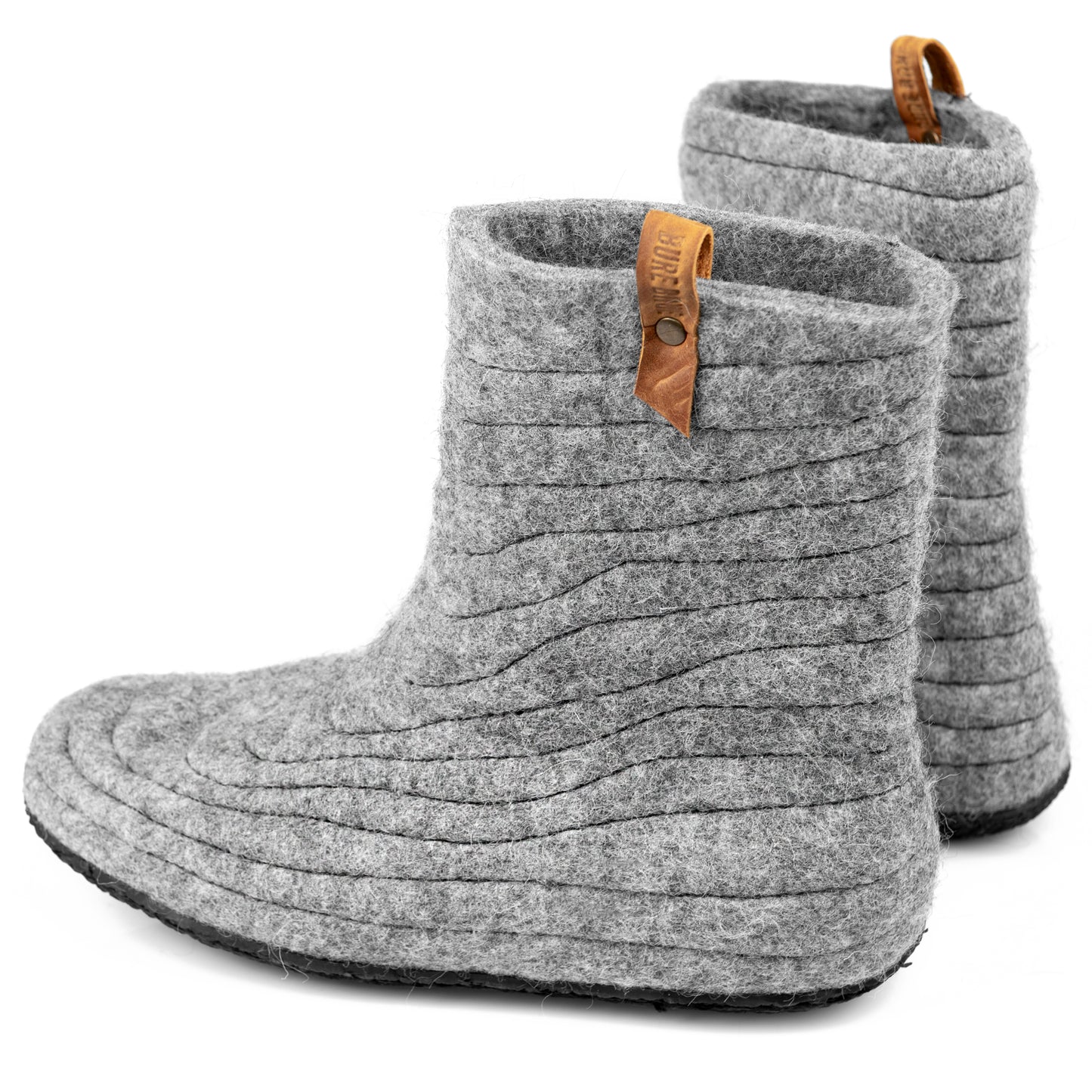 High Gray Felted Wool Boots-style Slippers for Women with Sturdy Stitches