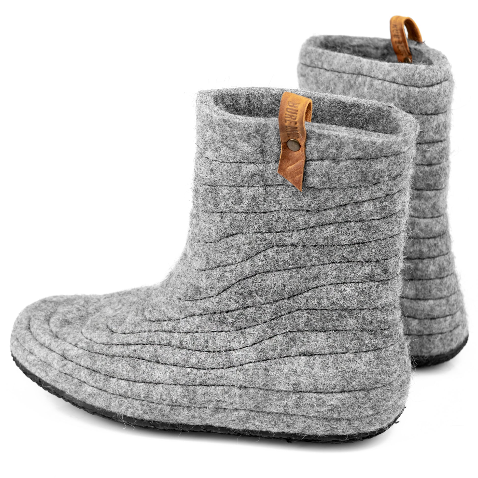 High Gray Felted Wool Boots-style Slippers for Women with Sturdy Stitches