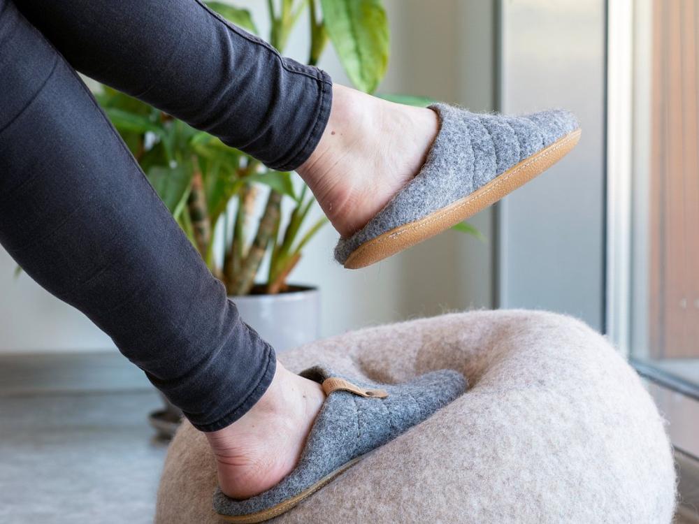 Natural Grey easy slip on COCOON slippers switch into woolen low back clogs for men