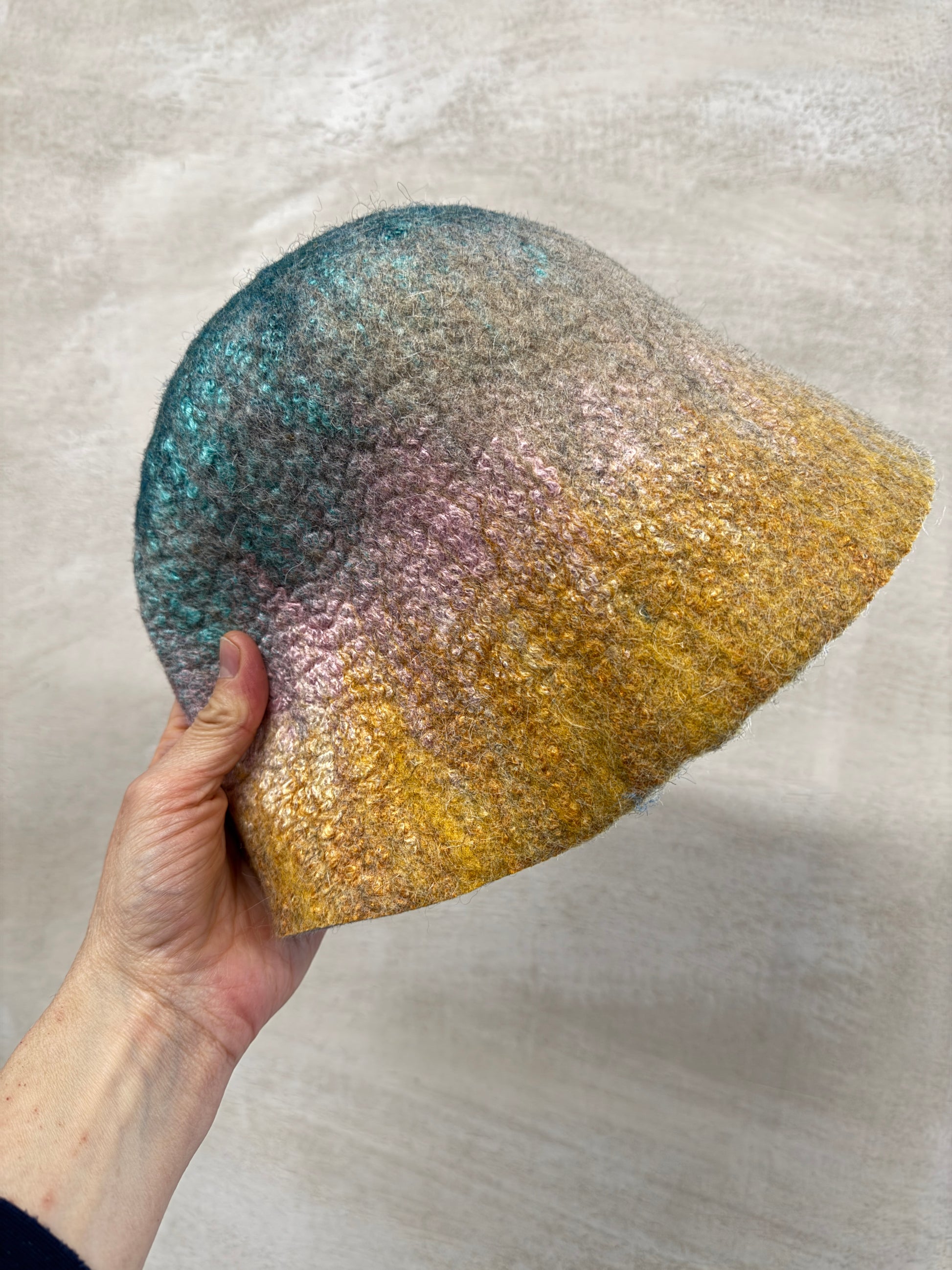 [felted_slippers],[wool_slippers], [burebure_slippers], [warm_wool_slippers], Double-Sided Felted Wool Sauna Hat - Custom Name Personalization Available, BureBure handmade felted wool slippers