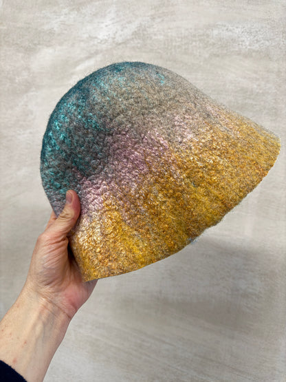 [felted_slippers],[wool_slippers], [burebure_slippers], [warm_wool_slippers], Double-Sided Felted Wool Sauna Hat - Custom Name Personalization Available, BureBure handmade felted wool slippers