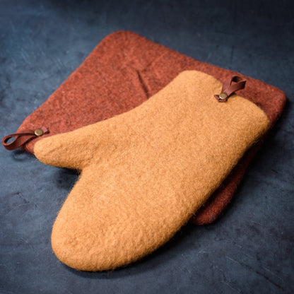 [felted_slippers],[wool_slippers], [burebure_slippers], [warm_wool_slippers], Felted wool oven mittens and pot holder set, BureBure shoes and slippers