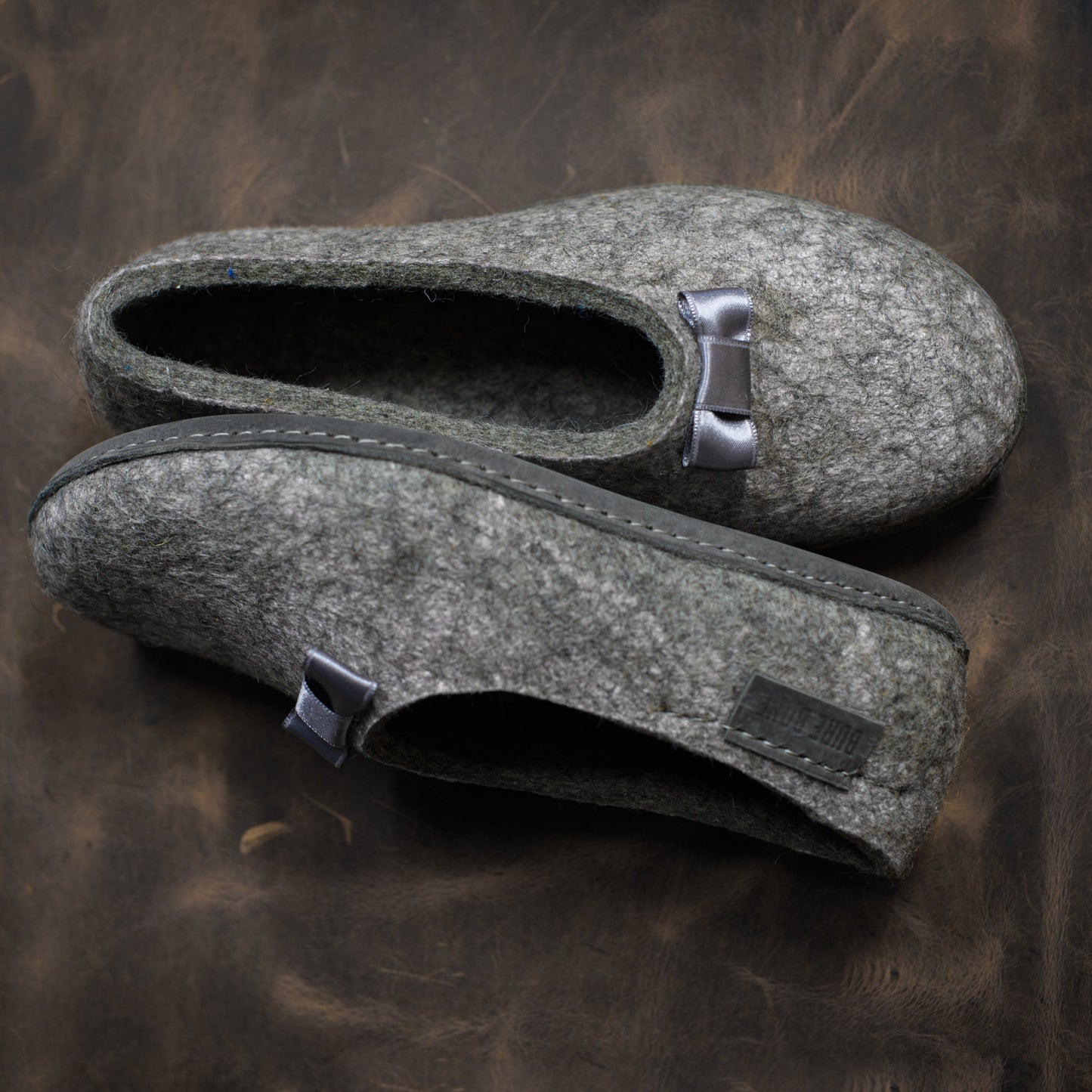 [felted_slippers],[wool_slippers], [burebure_slippers], [warm_wool_slippers], MARGOT - Forest Green - Customisable ballerinas slippers, BureBure shoes and slippers
