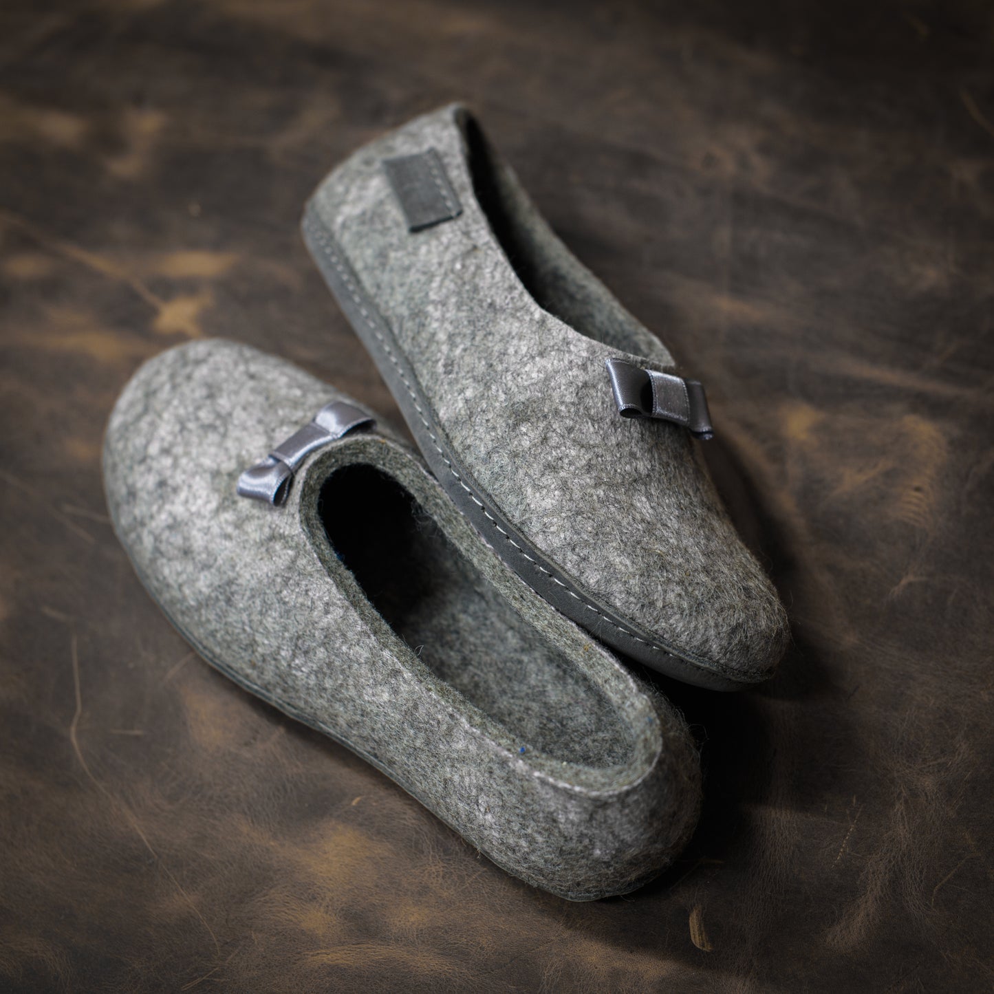 [felted_slippers],[wool_slippers], [burebure_slippers], [warm_wool_slippers], MARGOT - Silver Grey - Customisable ballerinas slippers, BureBure shoes and slippers