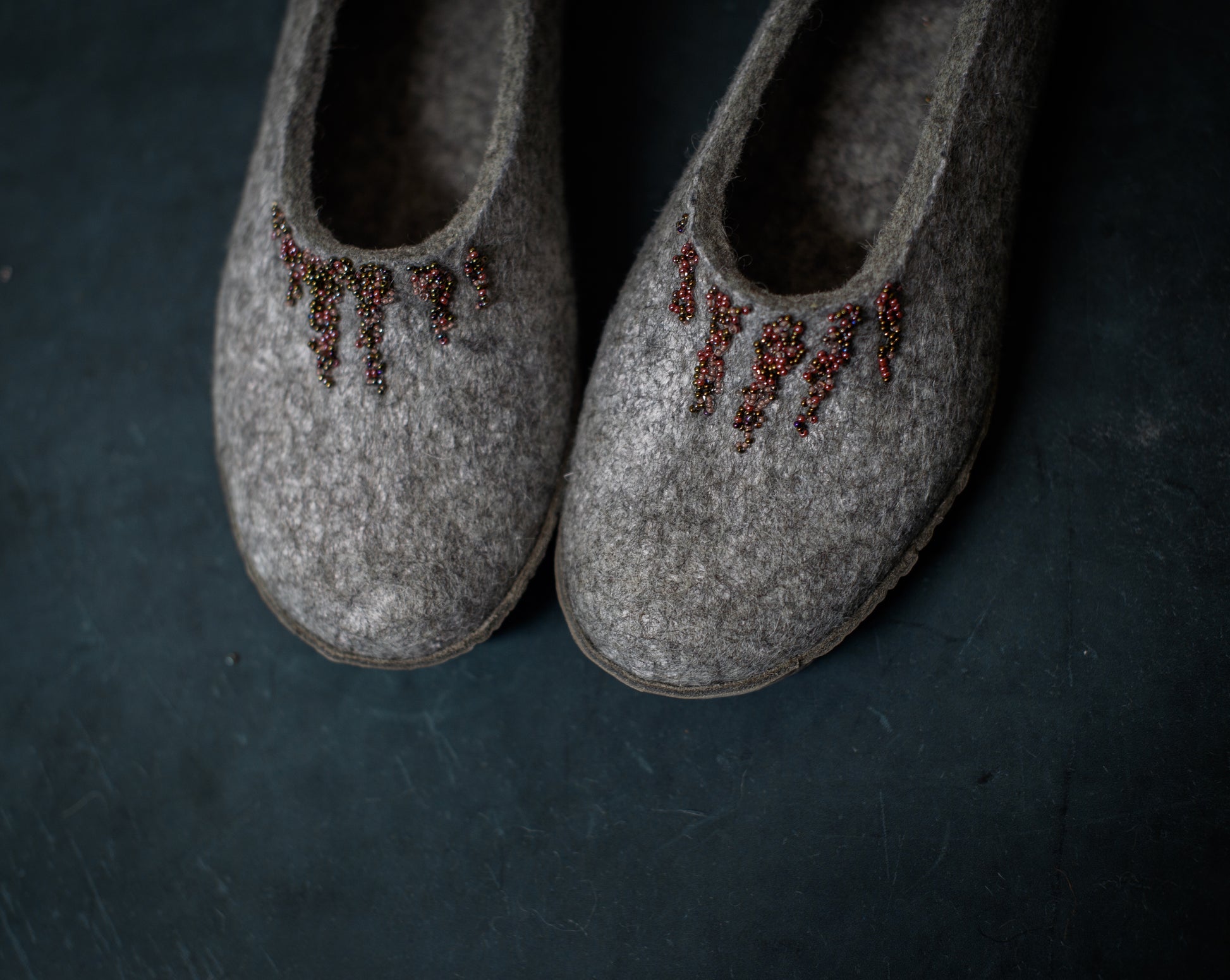 [felted_slippers],[wool_slippers], [burebure_slippers], [warm_wool_slippers], MARGOT - Forest Green - Customisable ballerinas slippers, BureBure shoes and slippers
