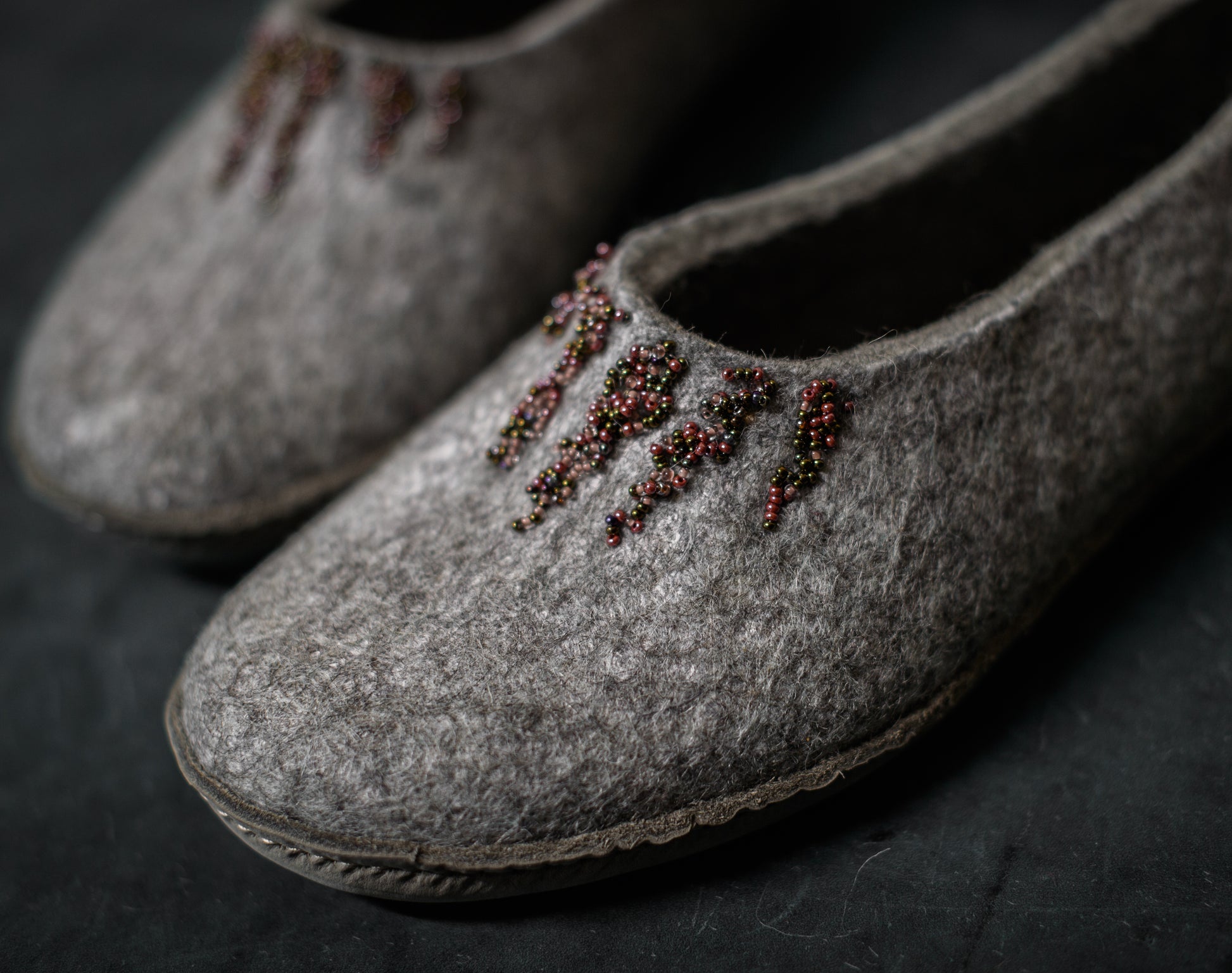 [felted_slippers],[wool_slippers], [burebure_slippers], [warm_wool_slippers], MARGOT - Silver Grey - Customisable ballerinas slippers, BureBure shoes and slippers