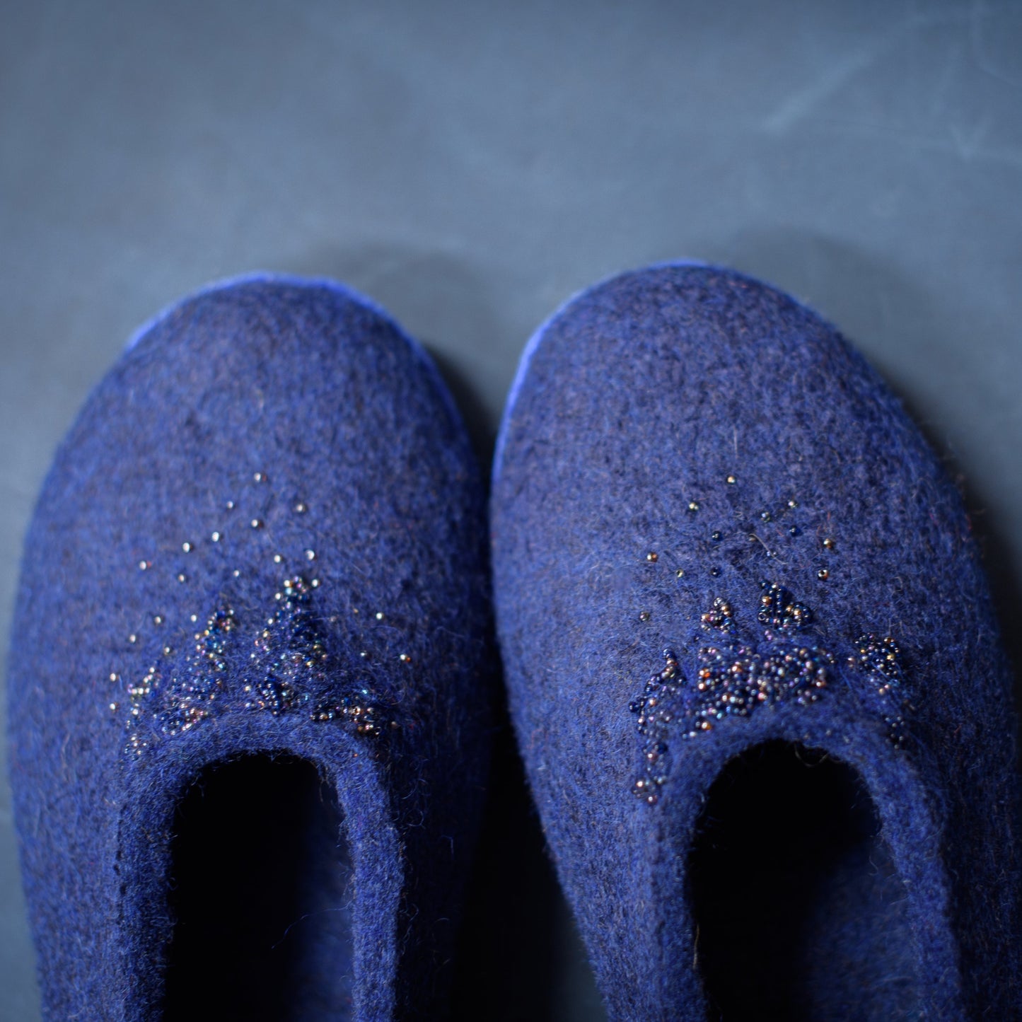 [felted_slippers],[wool_slippers], [burebure_slippers], [warm_wool_slippers], MARGOT - Dark Blue - Customisable ballerinas slippers, BureBure shoes and slippers
