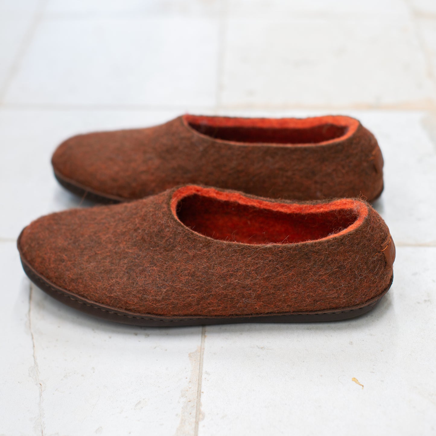 Women's Sheep & Alpaca Wool Slippers - Brown/Orange