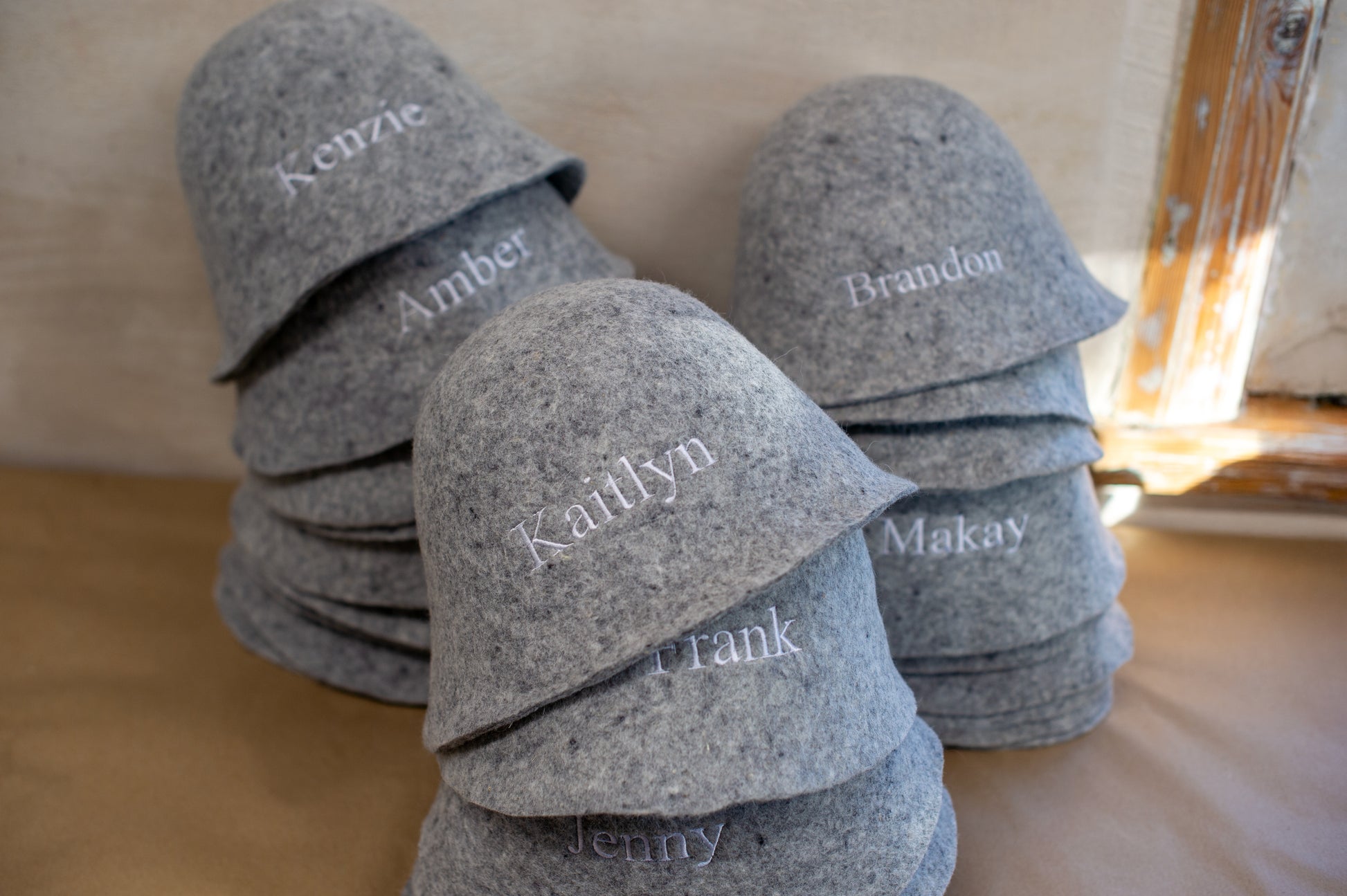 [felted_slippers],[wool_slippers], [burebure_slippers], [warm_wool_slippers], Felted Wool Sauna Hat - Custom Name Personalization Available, BureBure handmade felted wool slippers