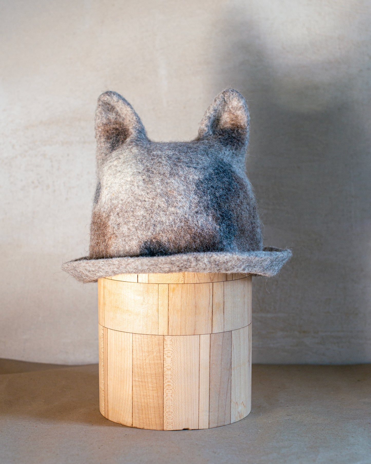 [felted_slippers],[wool_slippers], [burebure_slippers], [warm_wool_slippers], Cat Ears Double-Sided Felted Wool Sauna Hat - Custom Name Personalization Available, BureBure handmade felted wool slippers