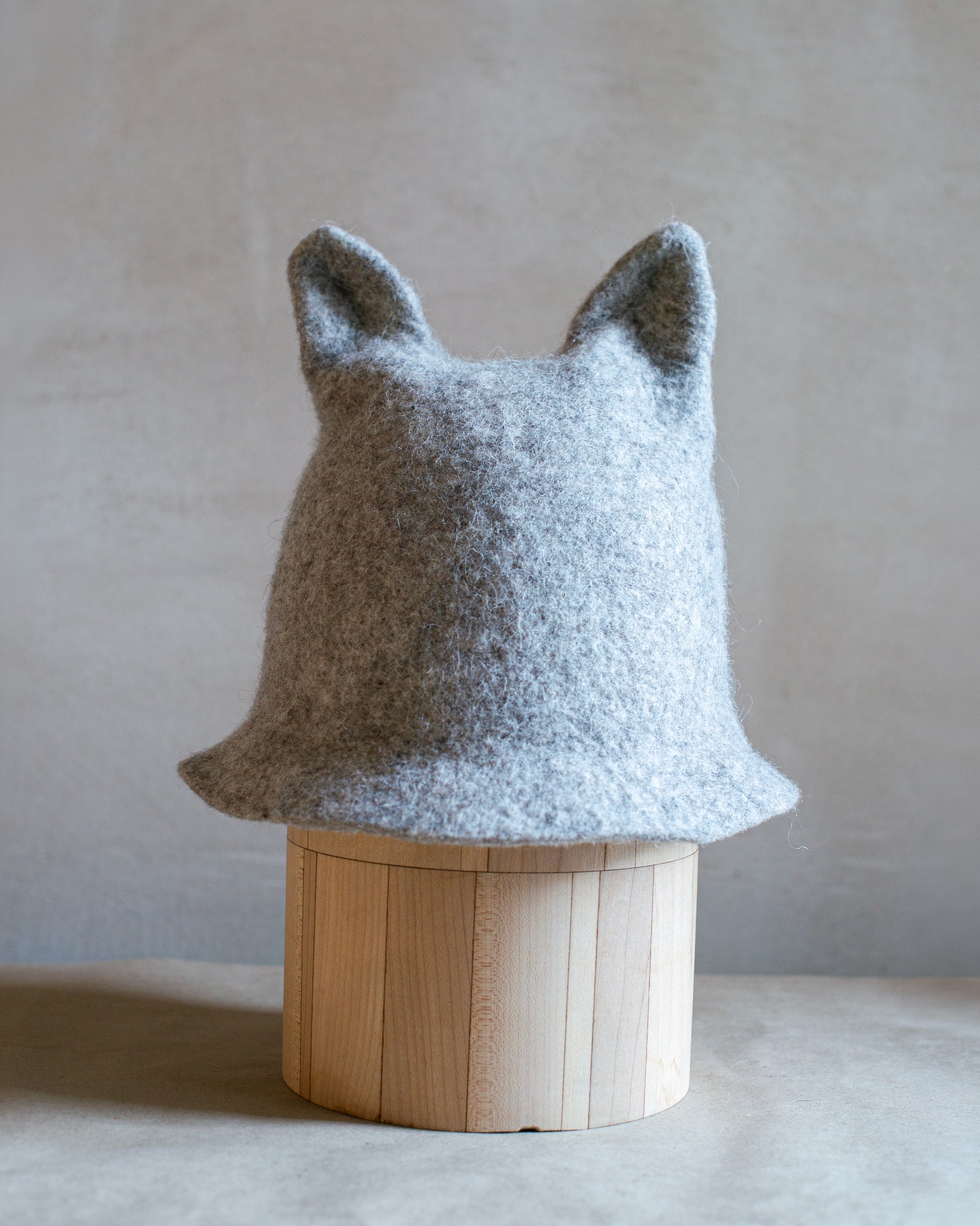 [felted_slippers],[wool_slippers], [burebure_slippers], [warm_wool_slippers], Cat Ears Double-Sided Felted Wool Sauna Hat - Custom Name Personalization Available, BureBure handmade felted wool slippers