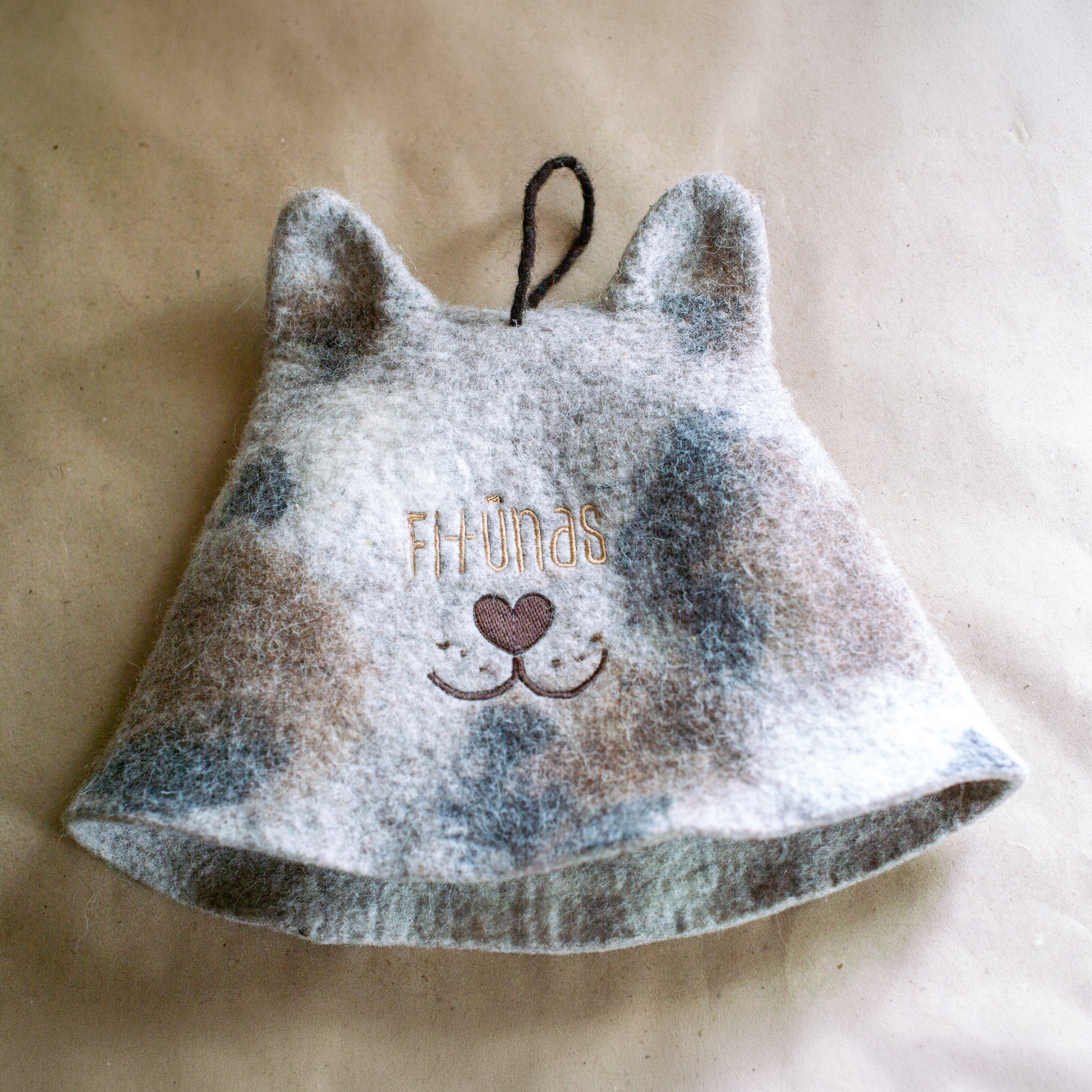 [felted_slippers],[wool_slippers], [burebure_slippers], [warm_wool_slippers], Cat Ears Double-Sided Felted Wool Sauna Hat - Custom Name Personalization Available, BureBure handmade felted wool slippers