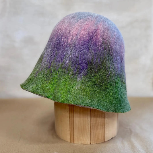 [felted_slippers],[wool_slippers], [burebure_slippers], [warm_wool_slippers], Double-Sided Felted Wool Sauna Hat - Custom Name Personalization Available, BureBure handmade felted wool slippers