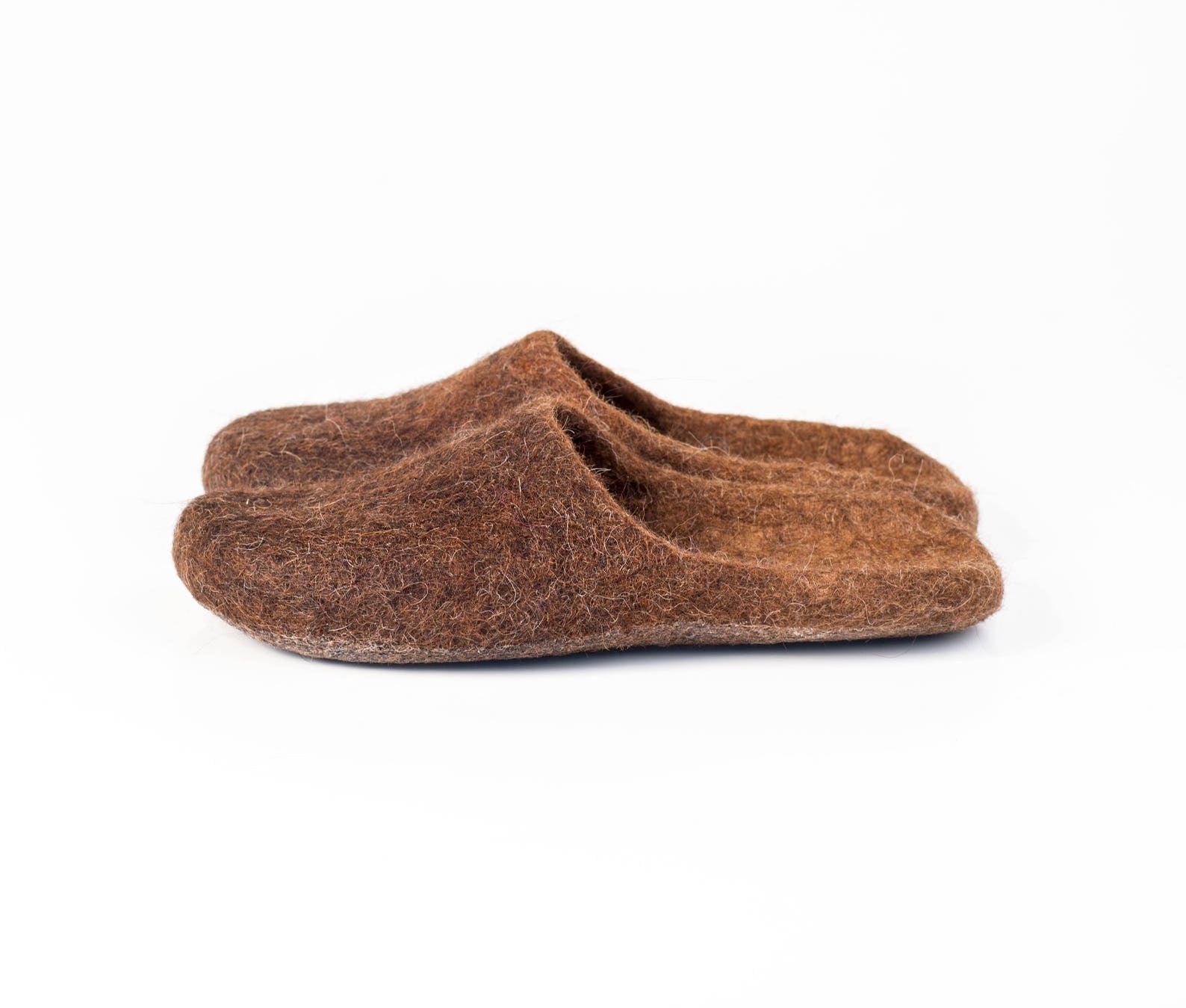 Bure Bure Natural Wool Felt Slide Slippers For Men - Handmade, Non-Slip Sole, House Shoes