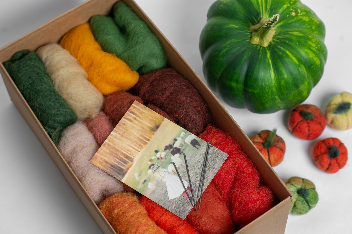 [felted_slippers],[wool_slippers], [burebure_slippers], [warm_wool_slippers], Wool Pumpkins Felting Kit - 12 Colors Autumn Goods Craft Kit - DIY Kit - Needle Felting Kit - Wet Felting Starter Kit Plus Instructions, Bure Bure wool slippers