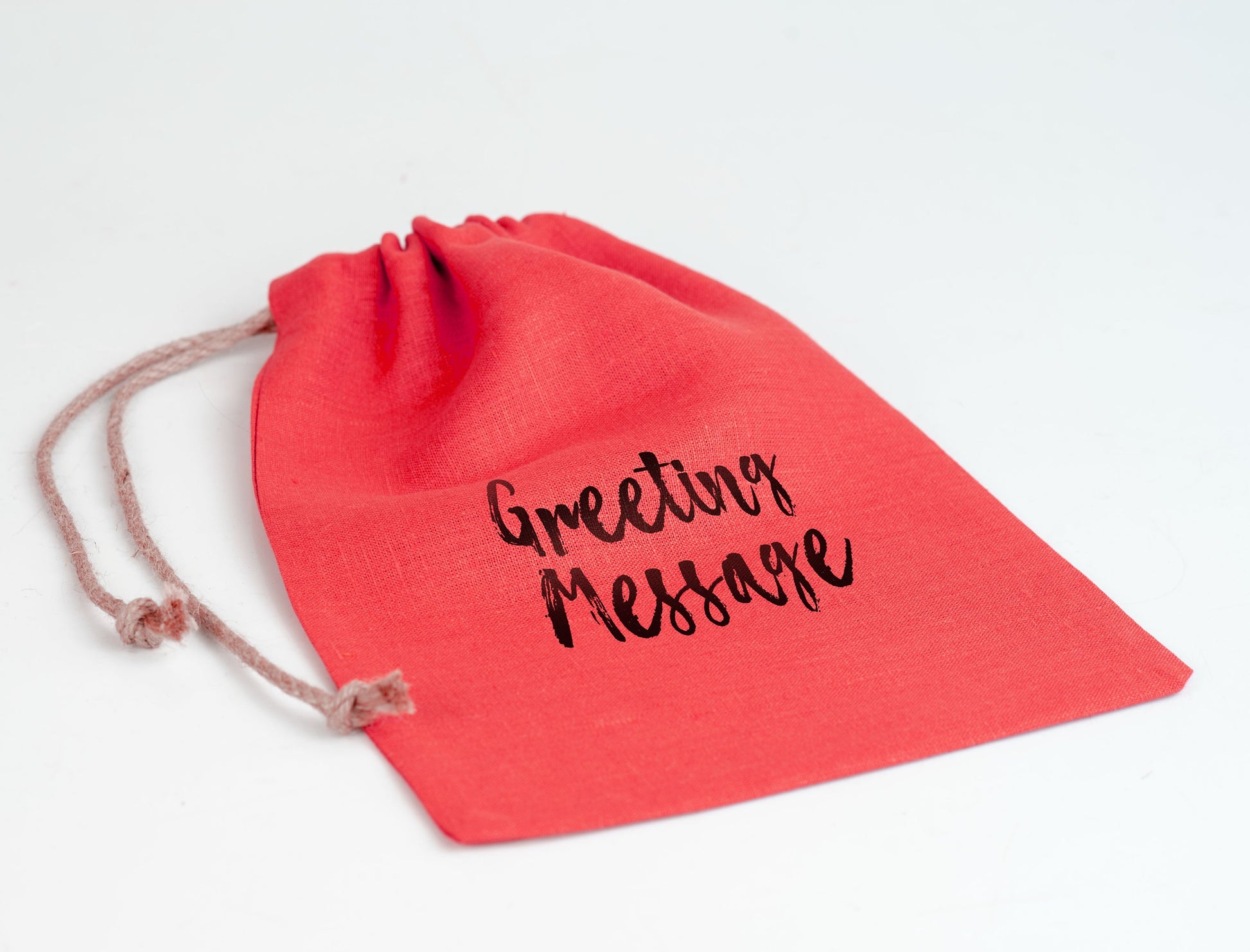 Personalized Handmade Linen Bag with a Greeting Message