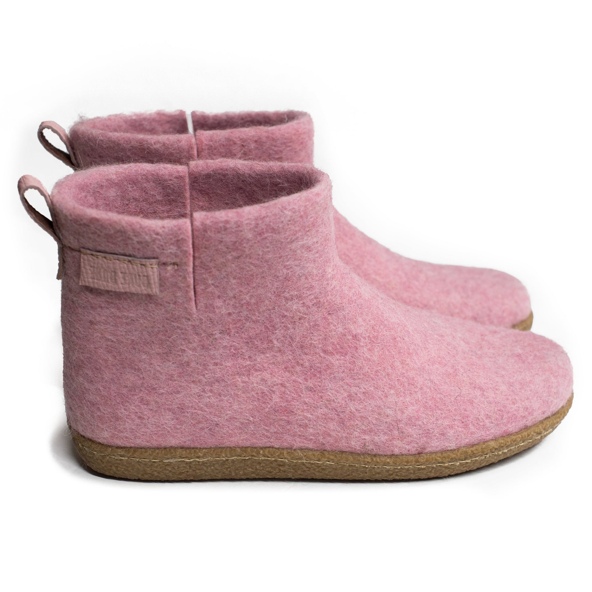 Woolen Ankle Boots Blossom Pink Felted Slippers for Women