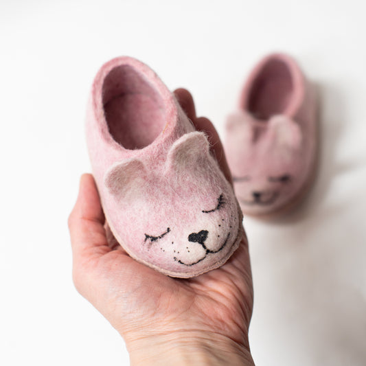 [felted_slippers],[wool_slippers], [burebure_slippers], [warm_wool_slippers], Pink Bunny Slippers Toddler Kids (Eu 23/30), BureBure shoes and slippers