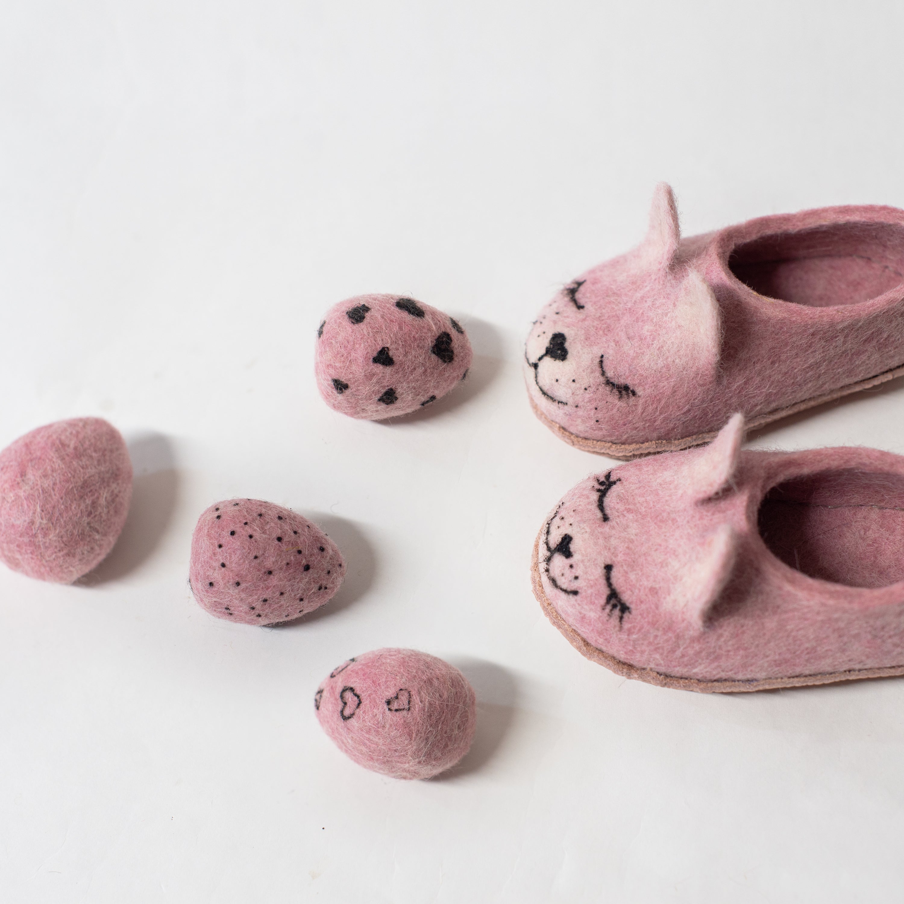 Pink Bunny Slippers Toddler Kids Eu 23 30 BureBure handmade felted wool slippers