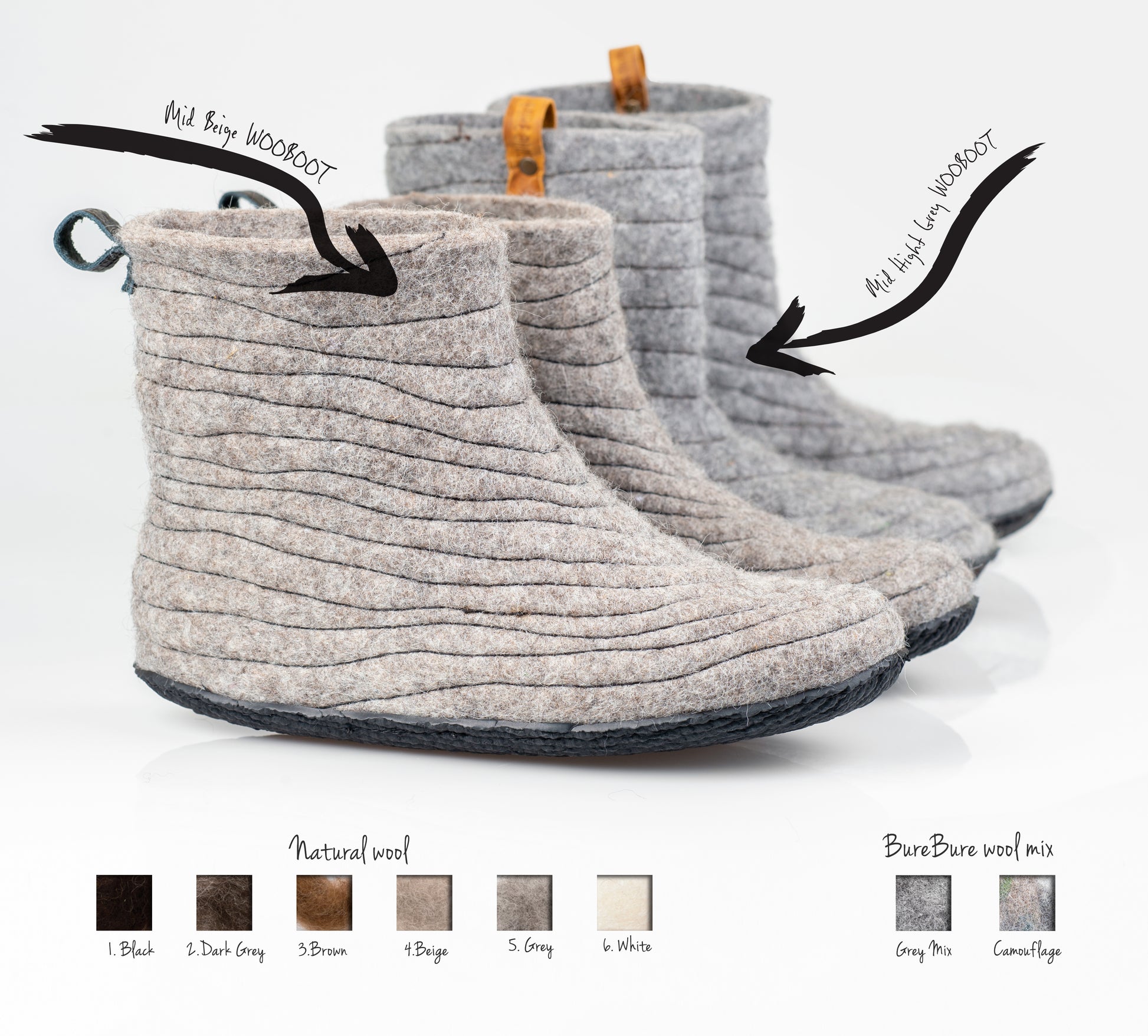 High Gray Felted Wool Boots-style Slippers for Women with Sturdy Stitches