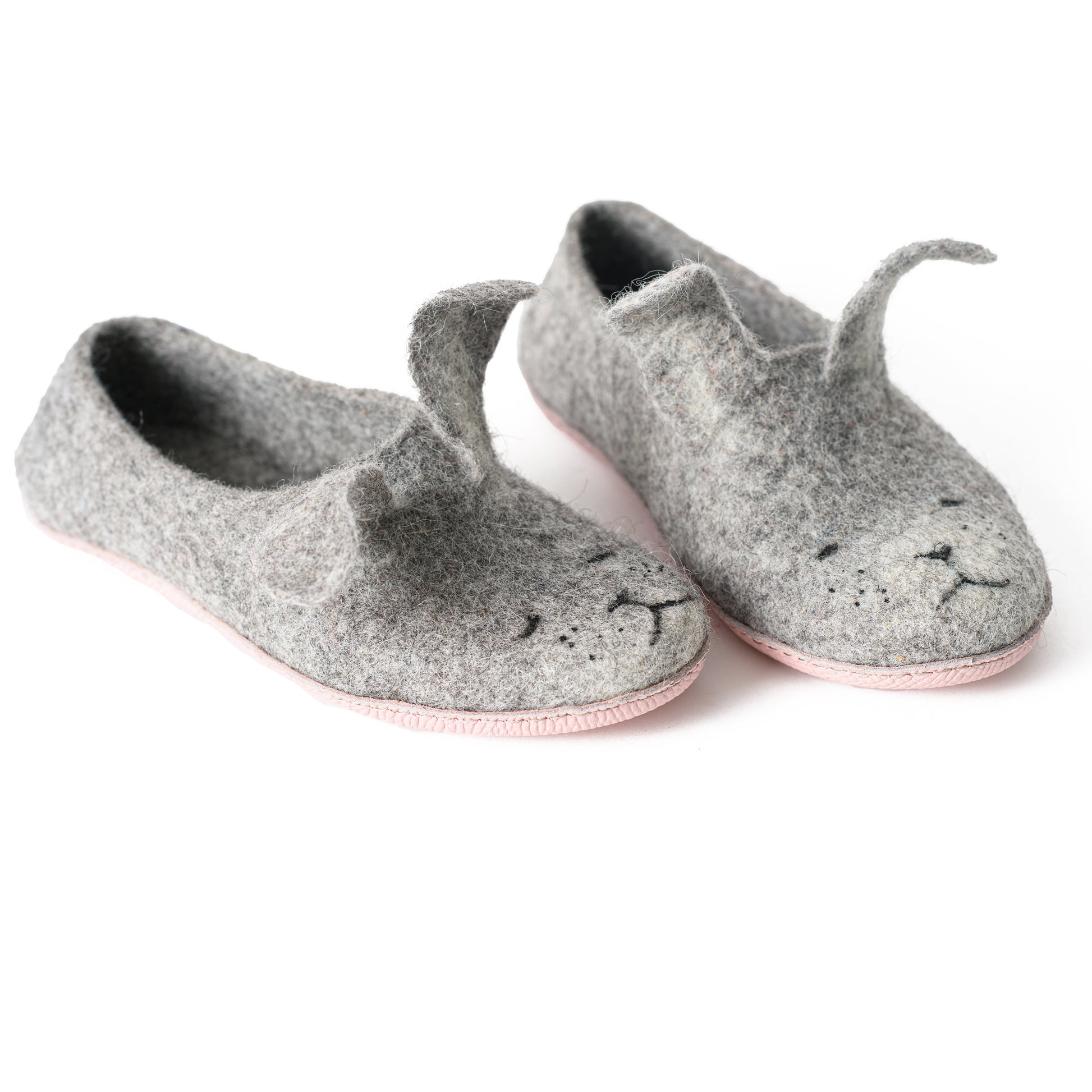 [felted_slippers],[wool_slippers], [burebure_slippers], [warm_wool_slippers], Grey Bunny Slippers Youth (Eu 30/39), BureBure shoes and slippers