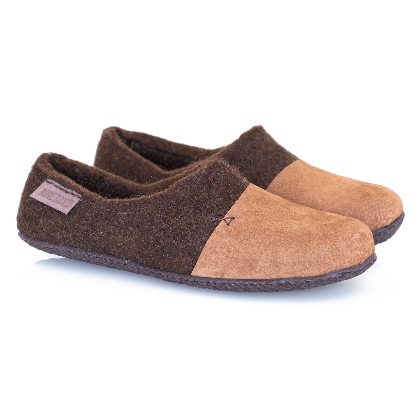 Mens Warm Home Shoes from Wool and Suede with hand-stitched toe caps