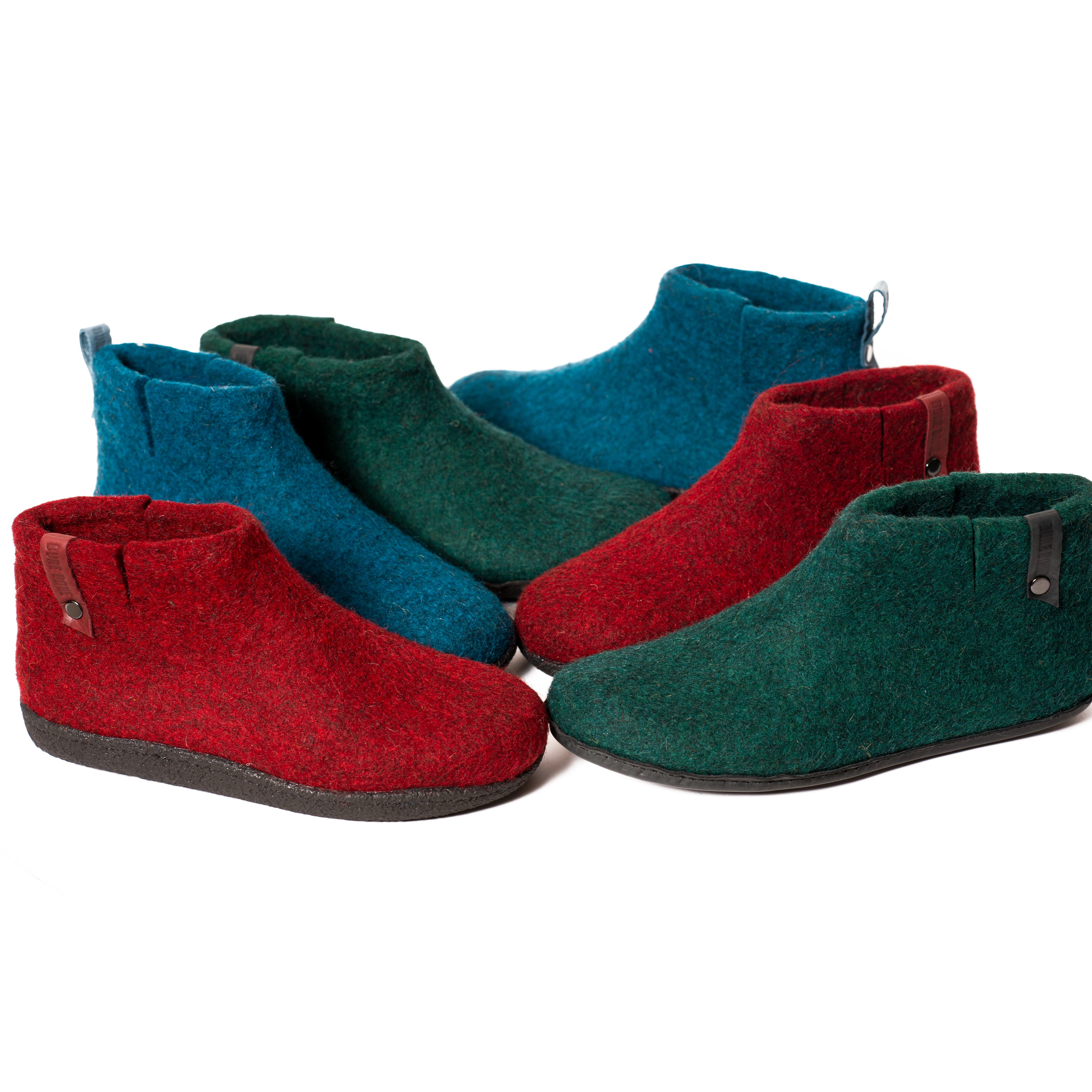 Green high quality felted wool boots women