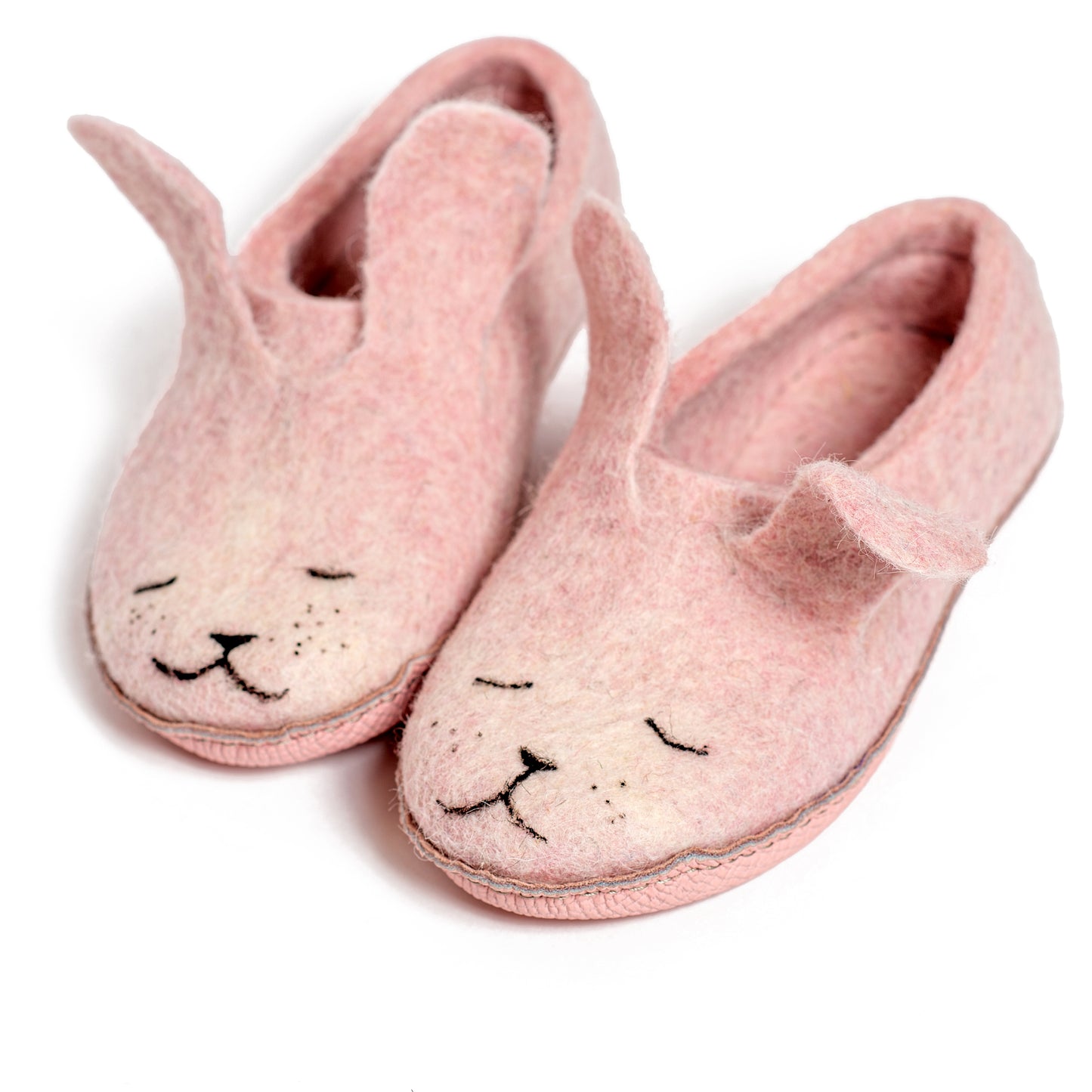 Pink Bunny Slippers Youth (Eu 30/39) – BureBure handmade felted