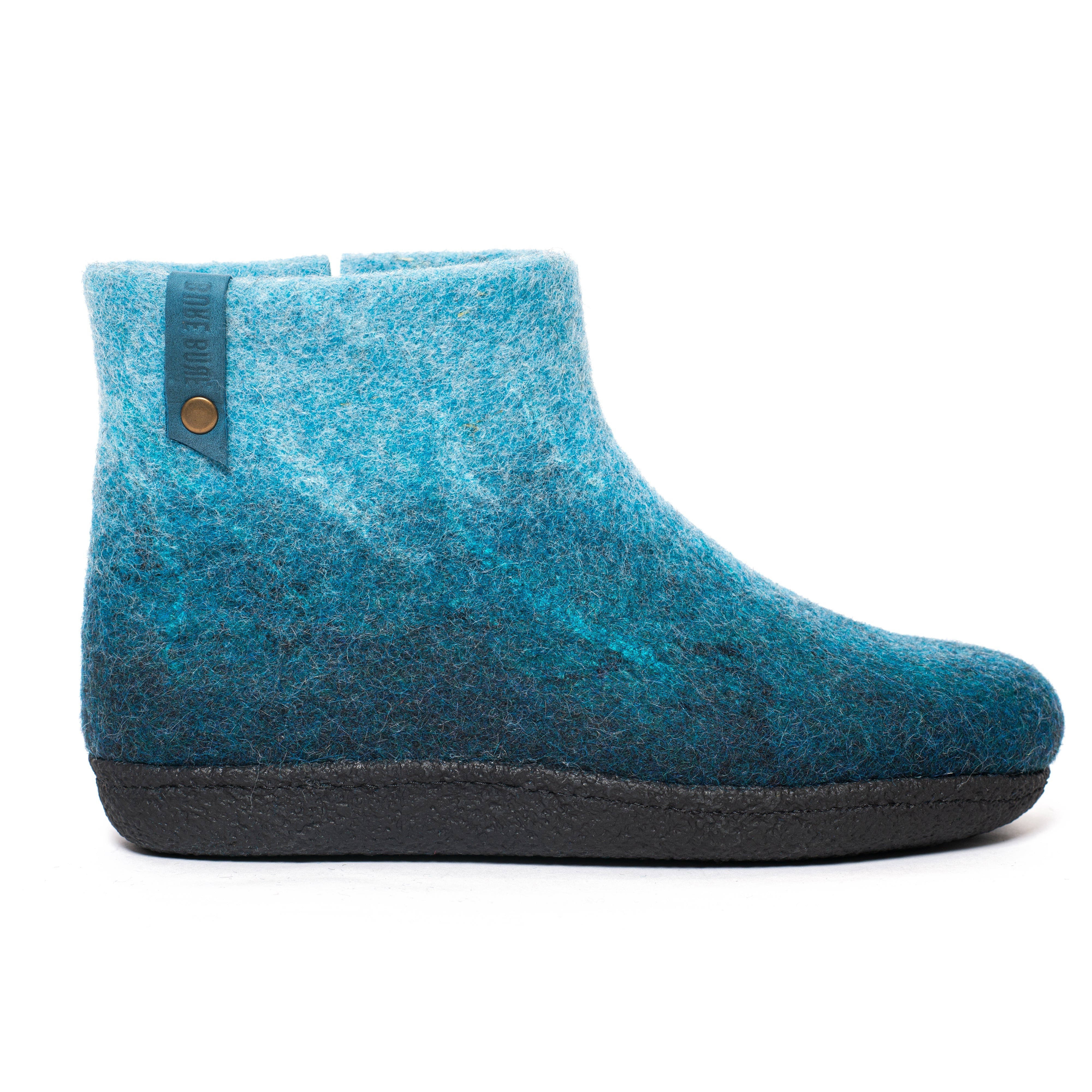 Turquoise Blue WOOBOOT Middle Ankle Boots Slippers for Women Ocean Wave ...