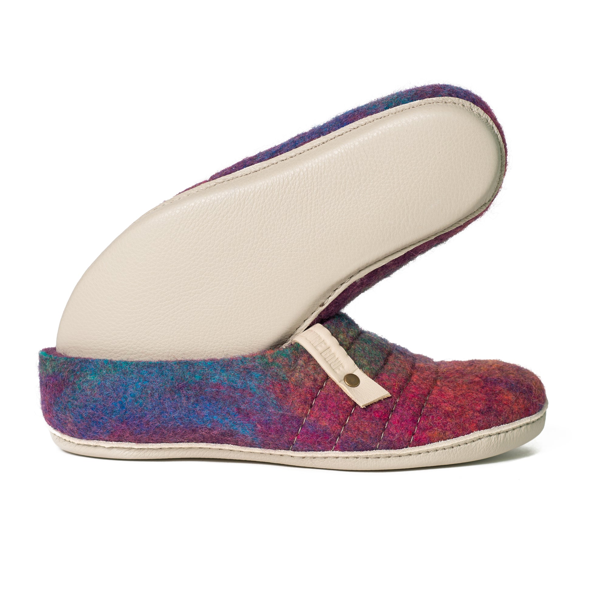Purple Rainbow Low Cut Felted Wool Clogs for Women with White Recycled Leather Soles - Cocoon collection
