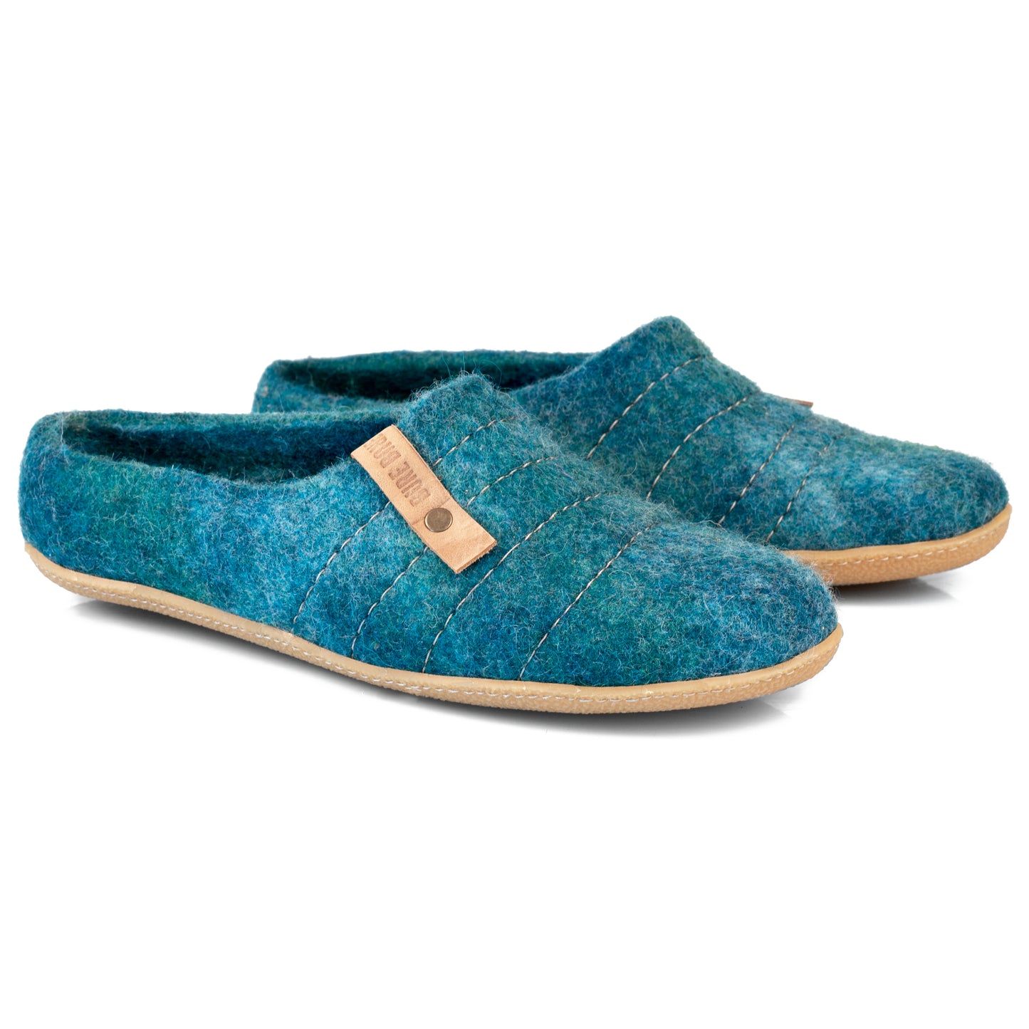 Ocean Color Low Cut Felted Wool Clogs for Man, COCOON collection, Handmade by BureBure