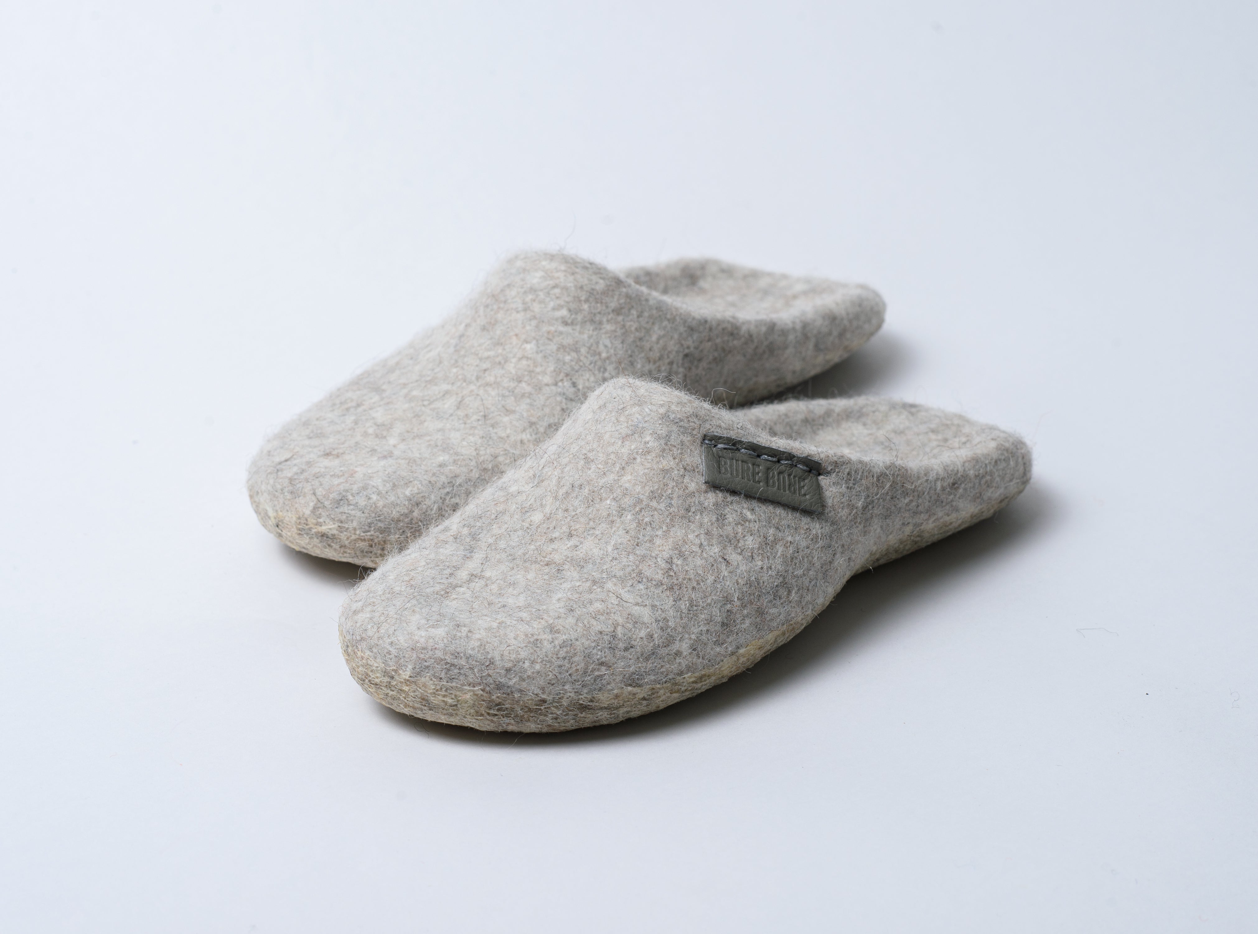 Felted Wool Slippers in Natural White. top