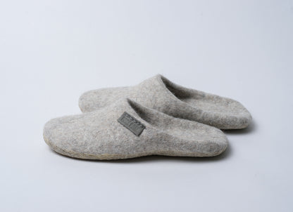 Felted Tyrolean Sheep Wool, Alpaca and Silk Closed Toe Backless Slippers for Women