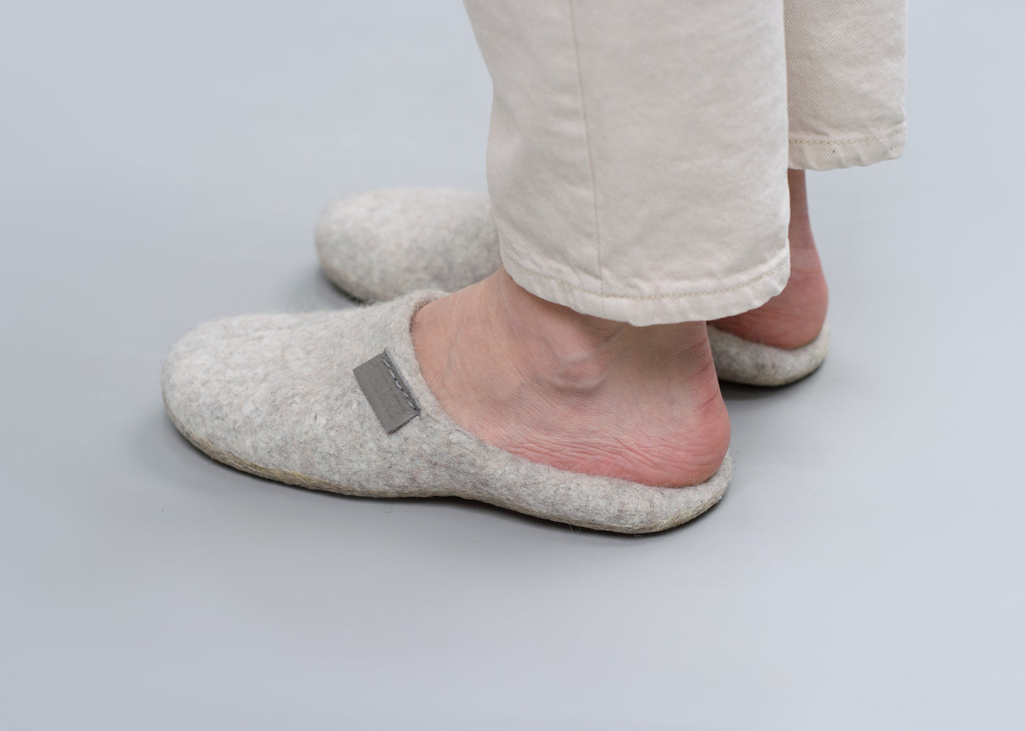 BureBure Sheep Wool, Silk & Alpaca Backless Closed Toe Slippers on Feet