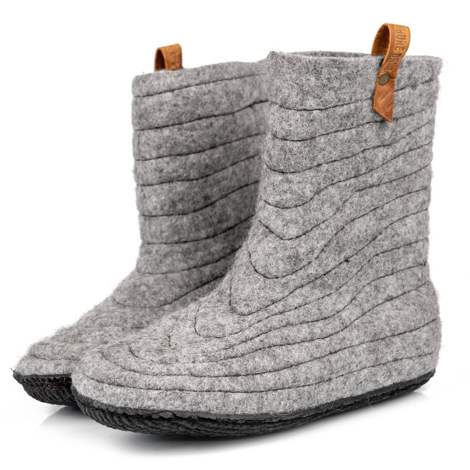 Natural grey high felted wool boots for men