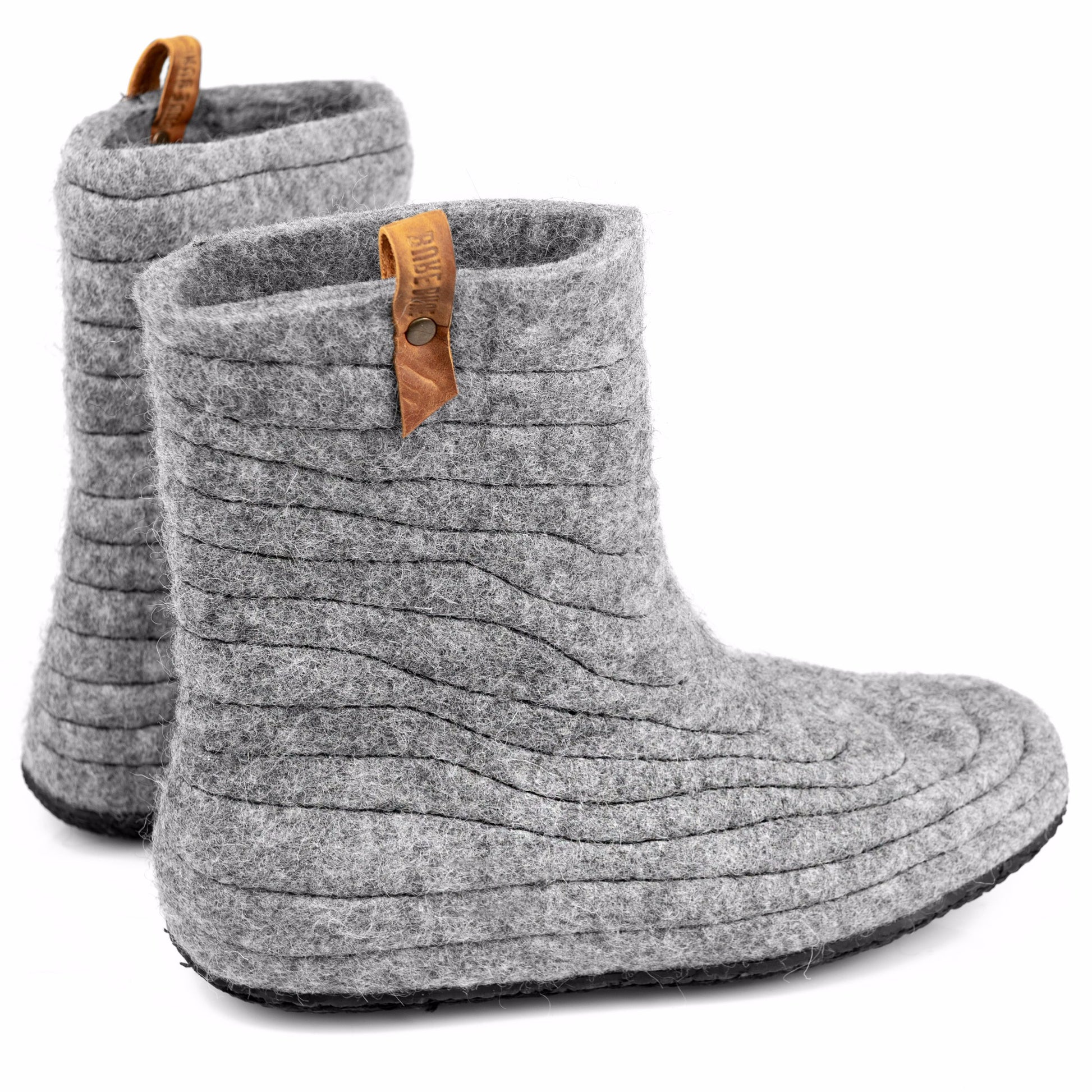 High Felted Wool Boots from Undyed Gray Wool