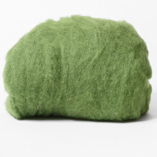 Green Olive Sheep Wool Batt for Felting Workshops