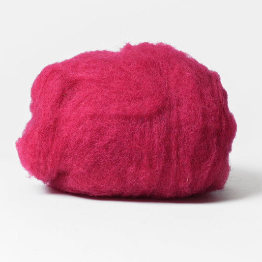 Hot Pink Cyclamen Carded Wool for Felting from Europe