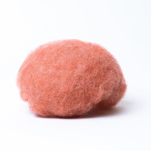 Wool Batt for Wet Felting, Salmon Pink Color, BureBure Wool Color Palette Trends