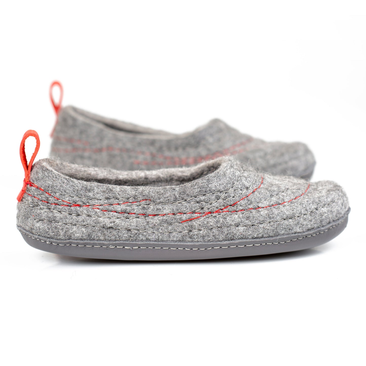 Pure Grey COCOON woolen ladies slippers with minimalist pull loop
