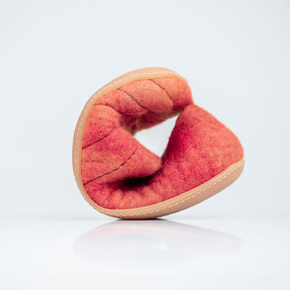 Handmade Living Coral Color Felted Slipper for Women