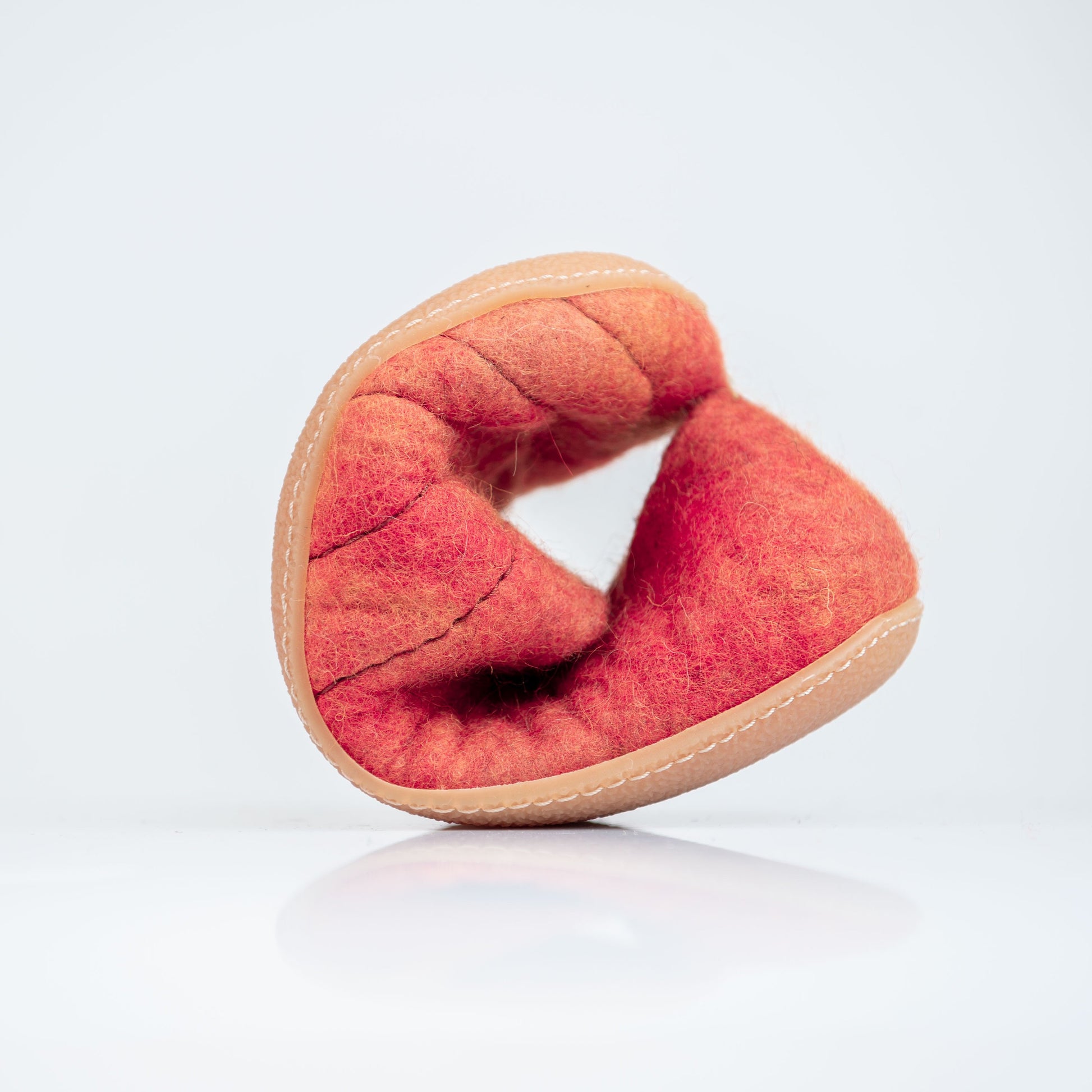 Handmade Living Coral Color Felted Slipper for Women